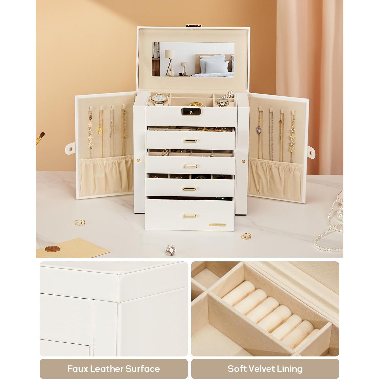 Caja de Joyería Homde Grande con Espejo y Cerradura