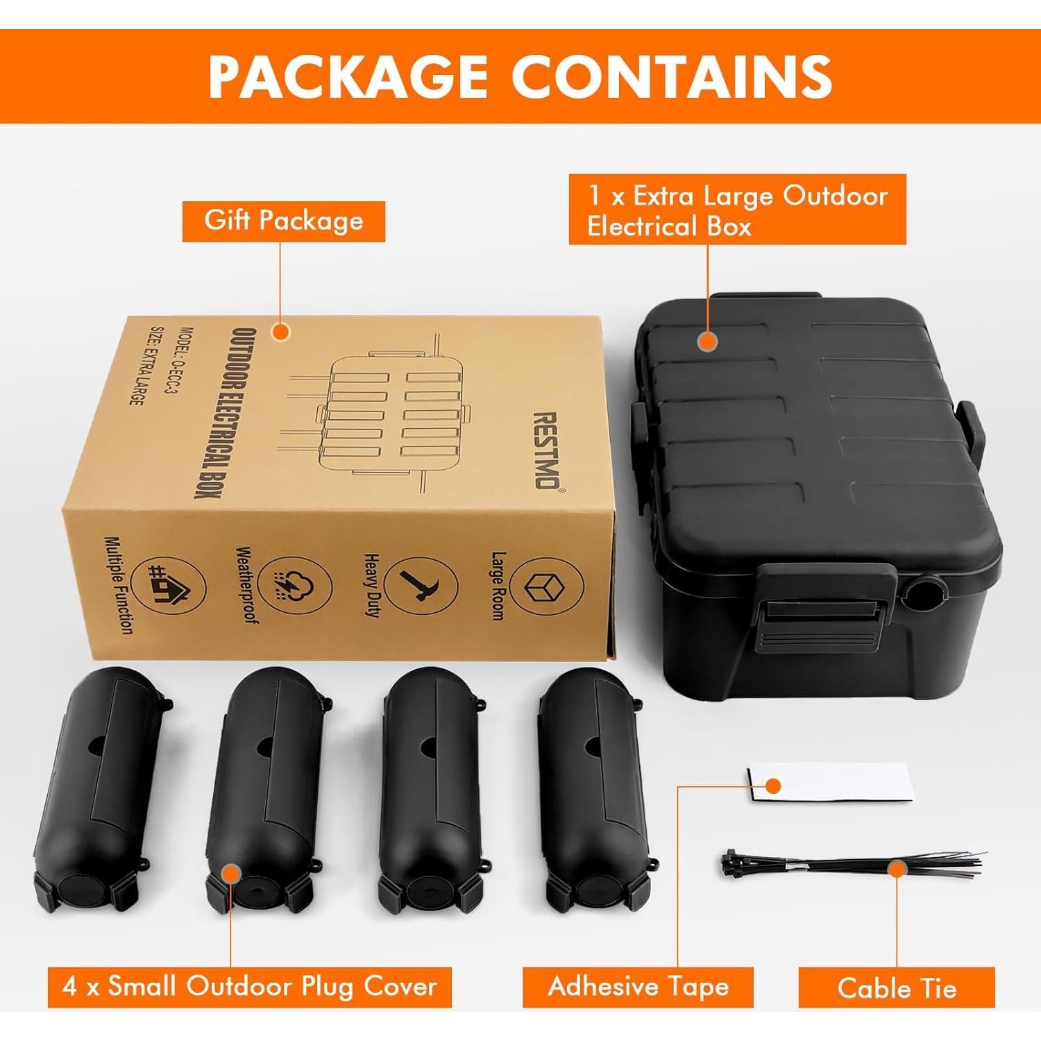 Caja Exterior Extra Grande Restmo IP54 6 Entradas Negra