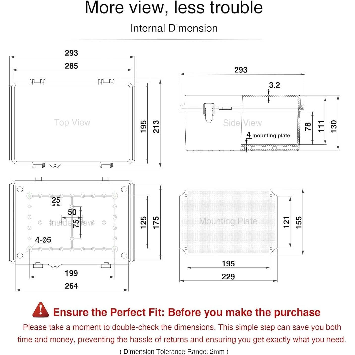 Caja de Conexiones Impermeable QILIPSU IP67 285x195x130mm