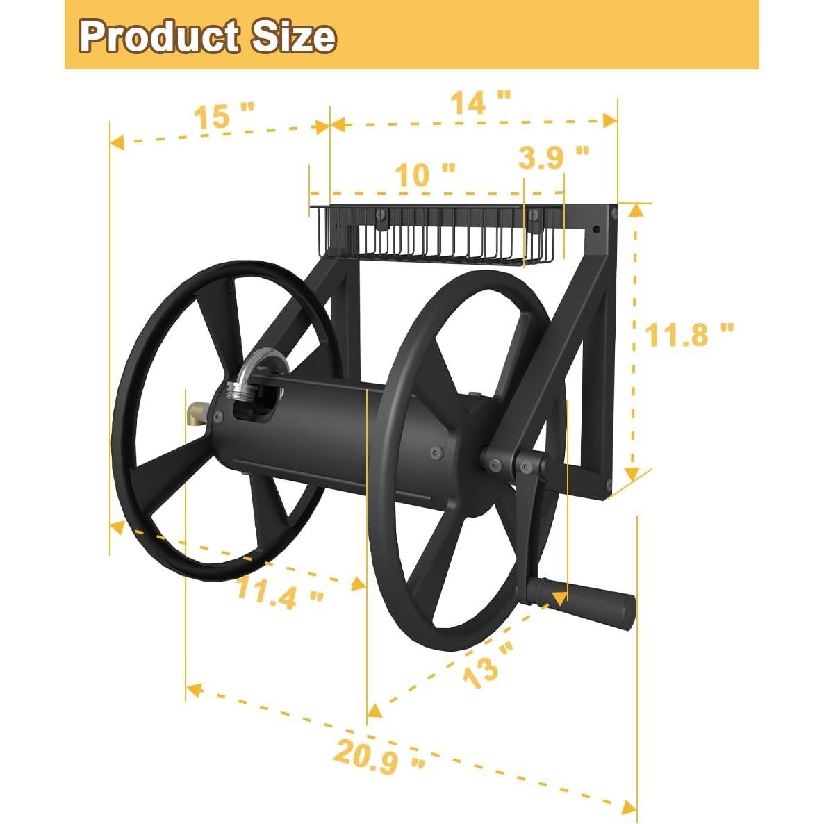Carrete de Manguera Montado en Pared Artigarden 125 pies Negro