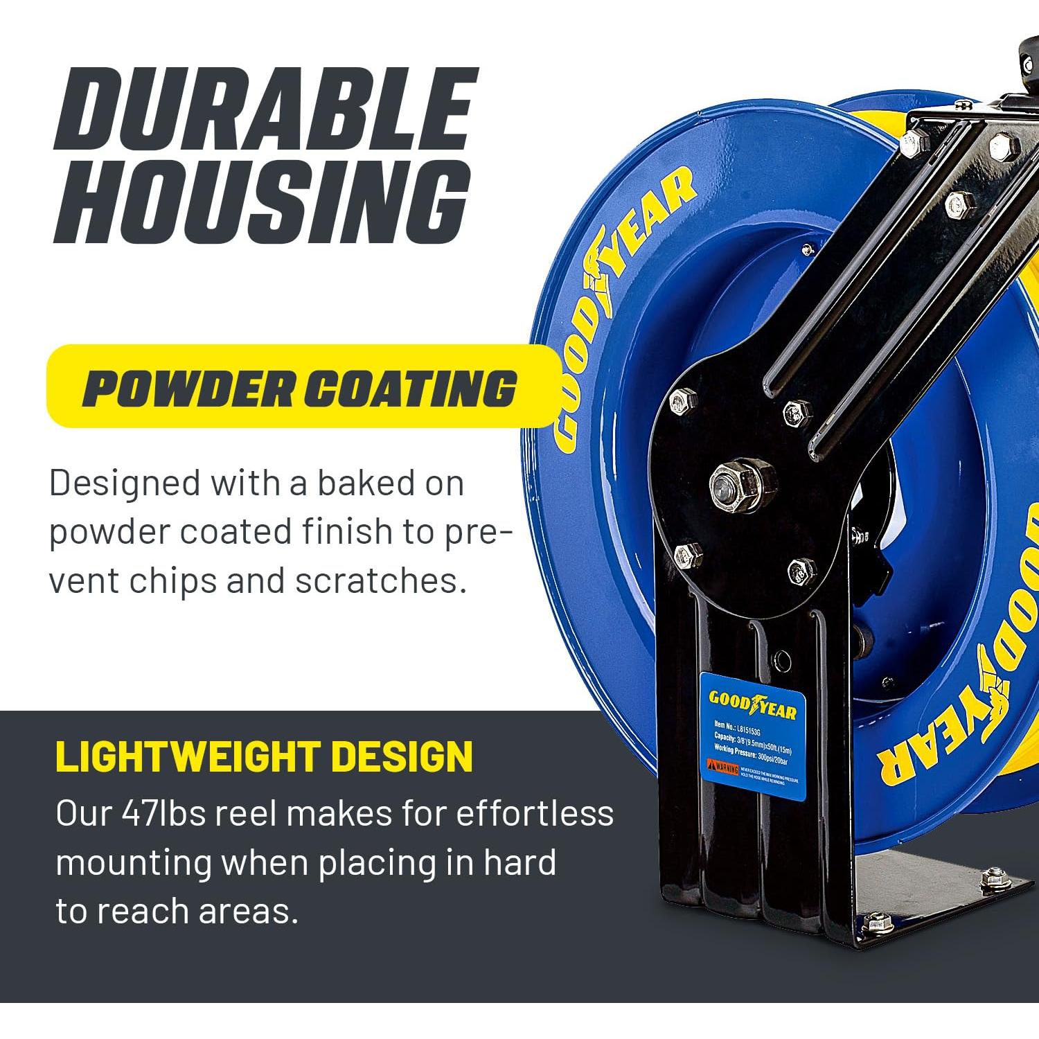 Carrete de Manguera Retráctil Goodyear 3/8" x 15m Caucho SBR