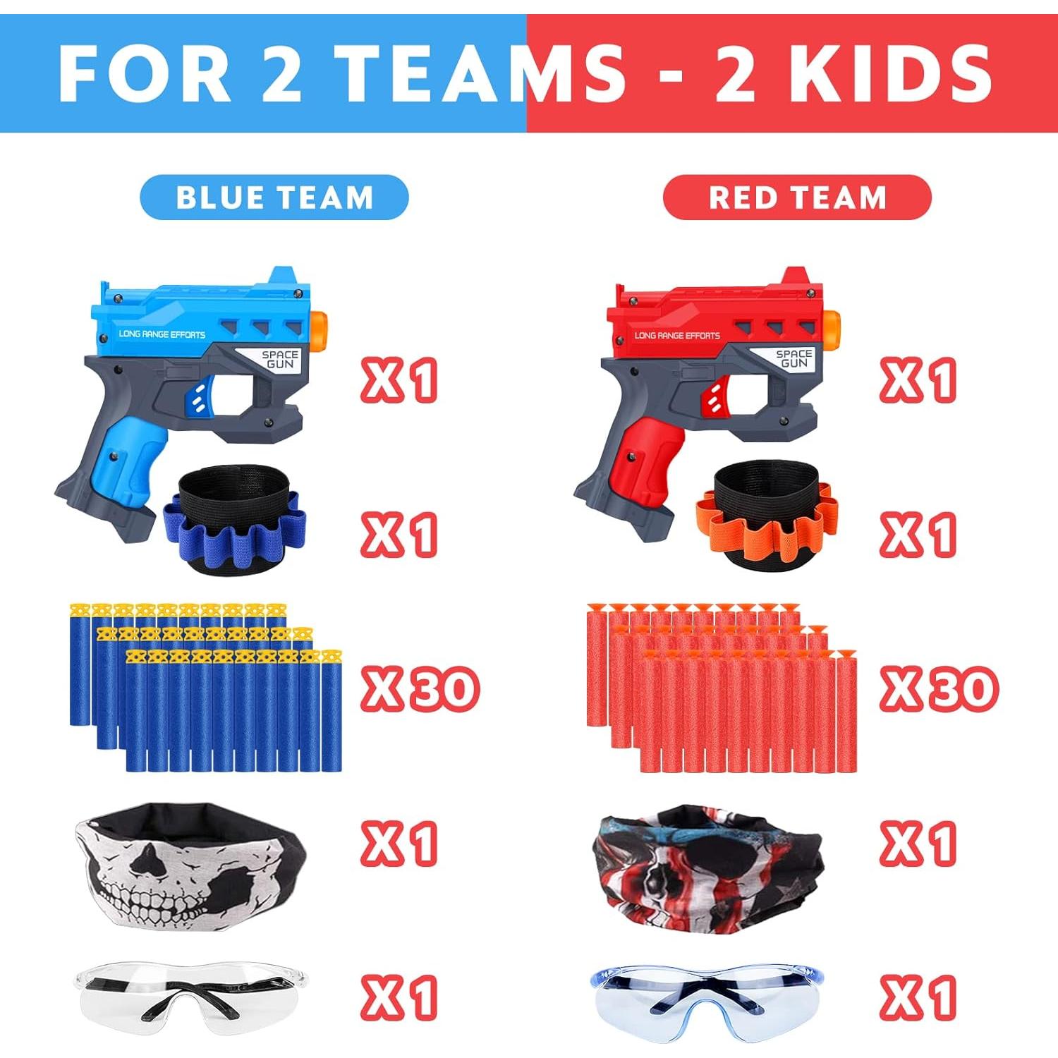 Paquete de 2 Pistolas Juguete TiopLior con 60 Balas y Gafas