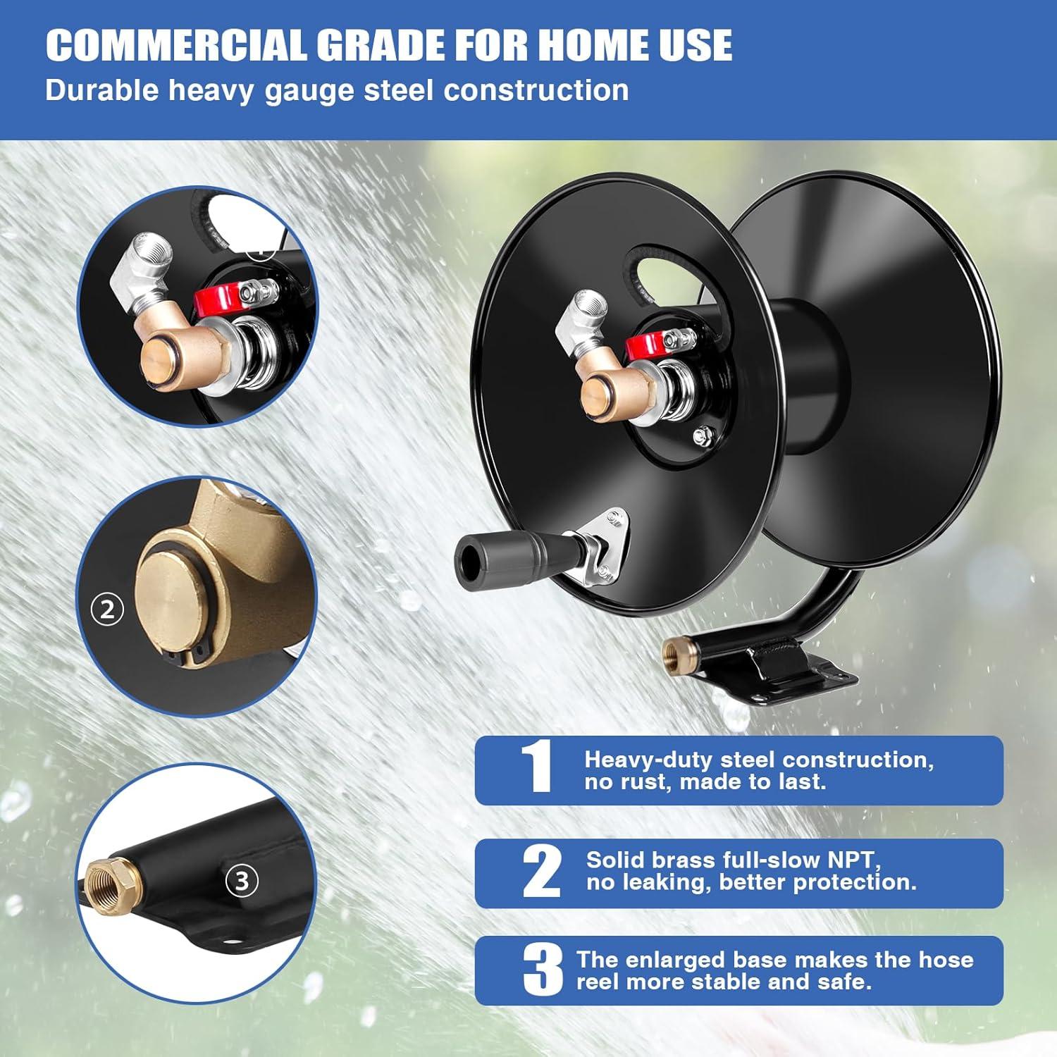 Carrete de Manguera Manual MEKOH 50ft 4000PSI Montaje Pared