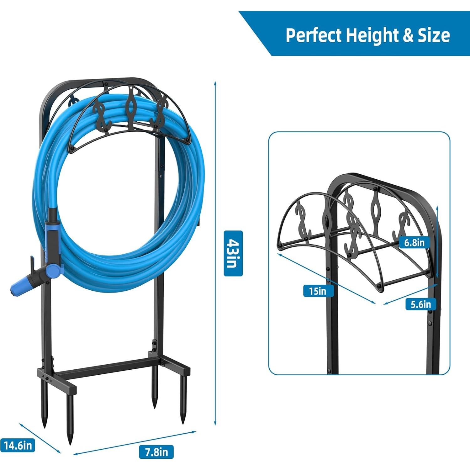 Soporte para Manguera de Jardín Kesito 150 pies Metal Negro