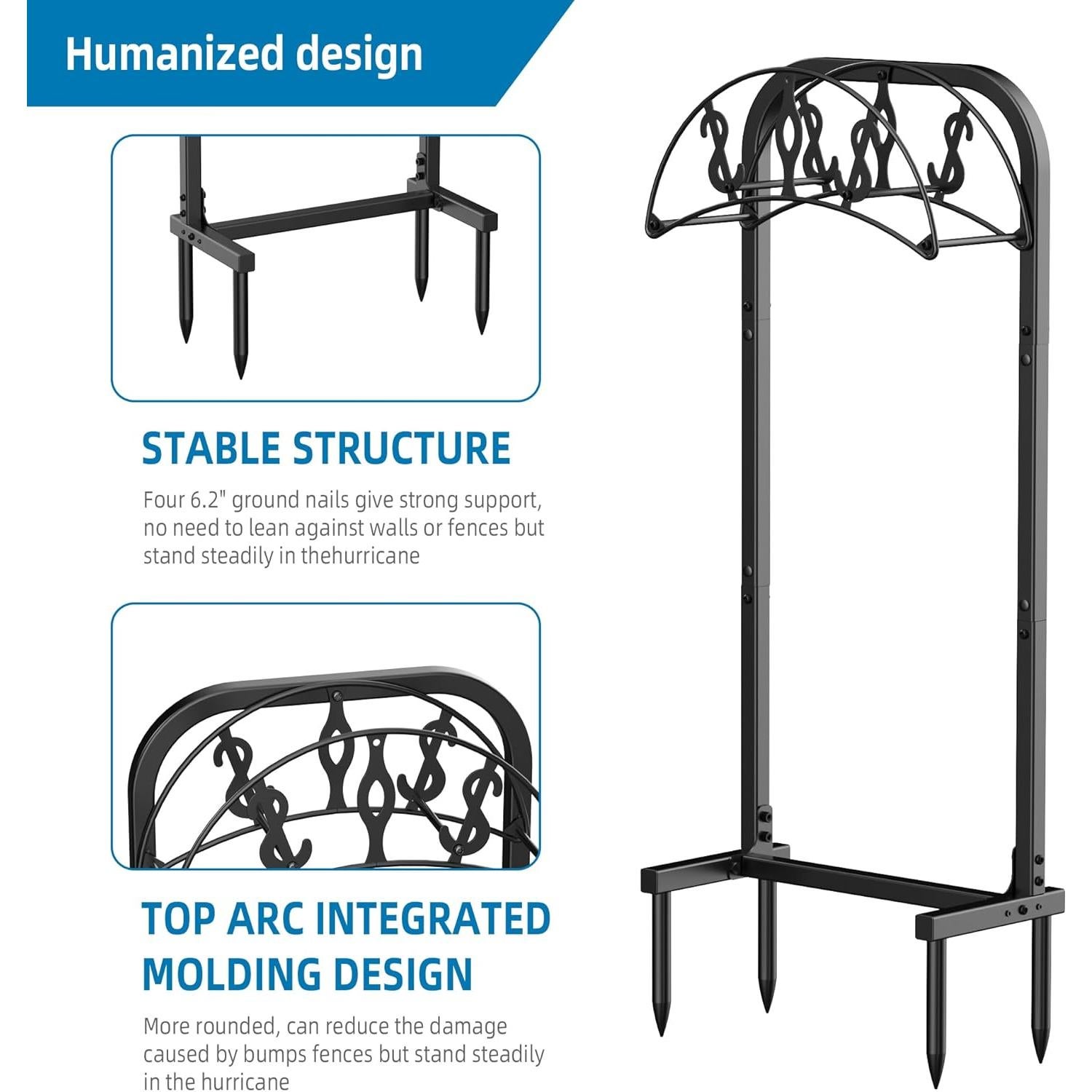 Soporte para Manguera de Jardín Kesito 150 pies Metal Negro