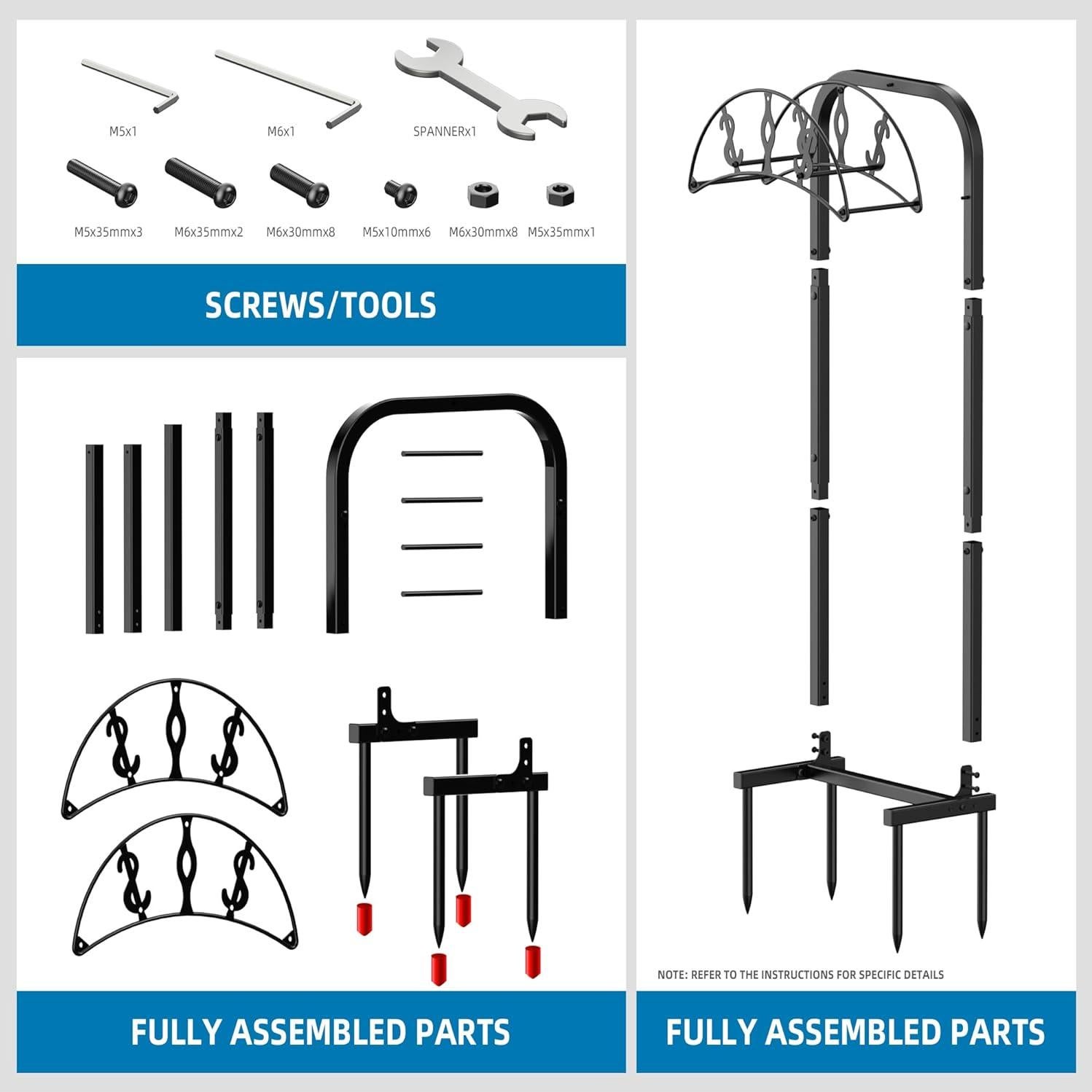 Soporte para Manguera de Jardín Kesito 150 pies Metal Negro