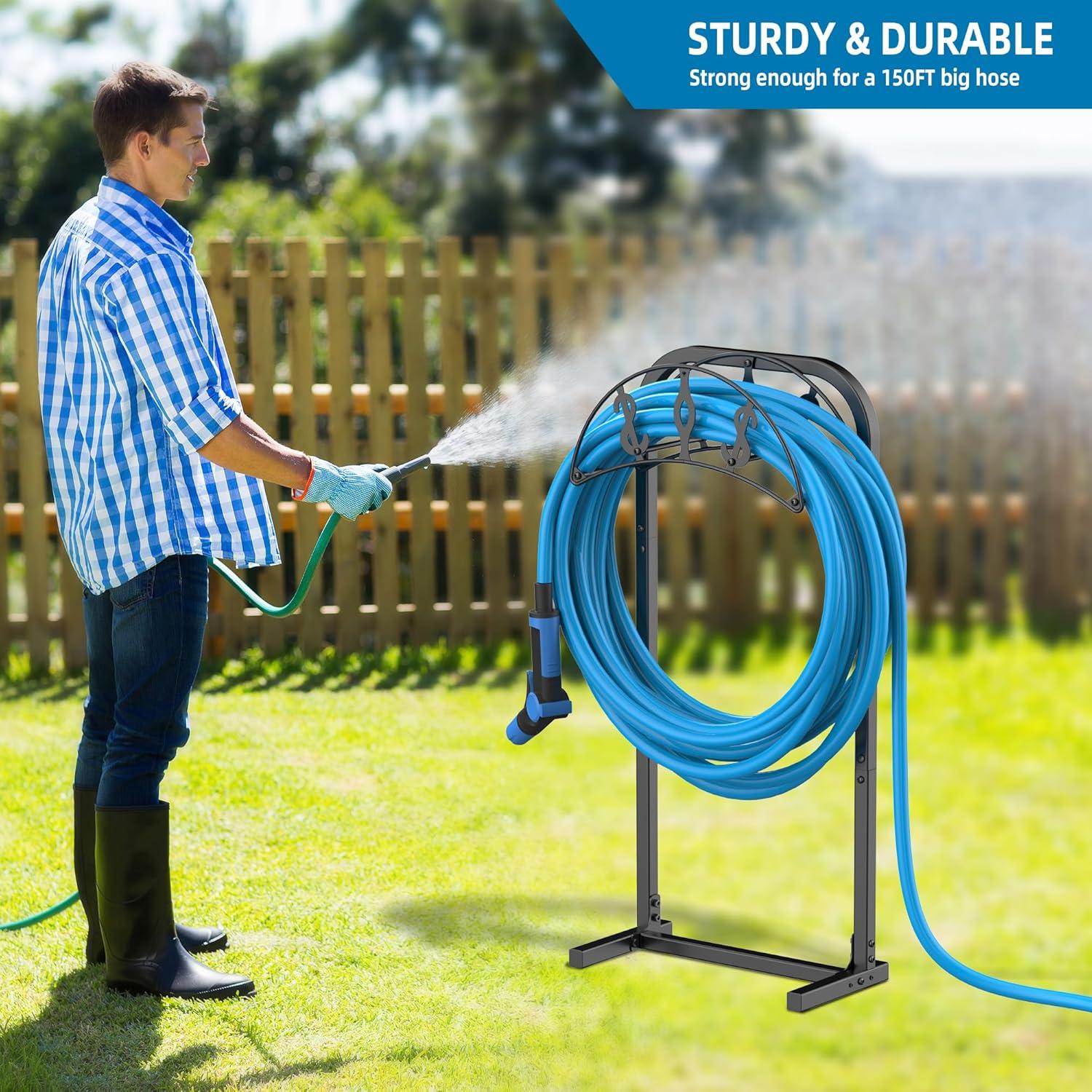 Soporte para Manguera de Jardín Kesito 150 pies Metal Negro