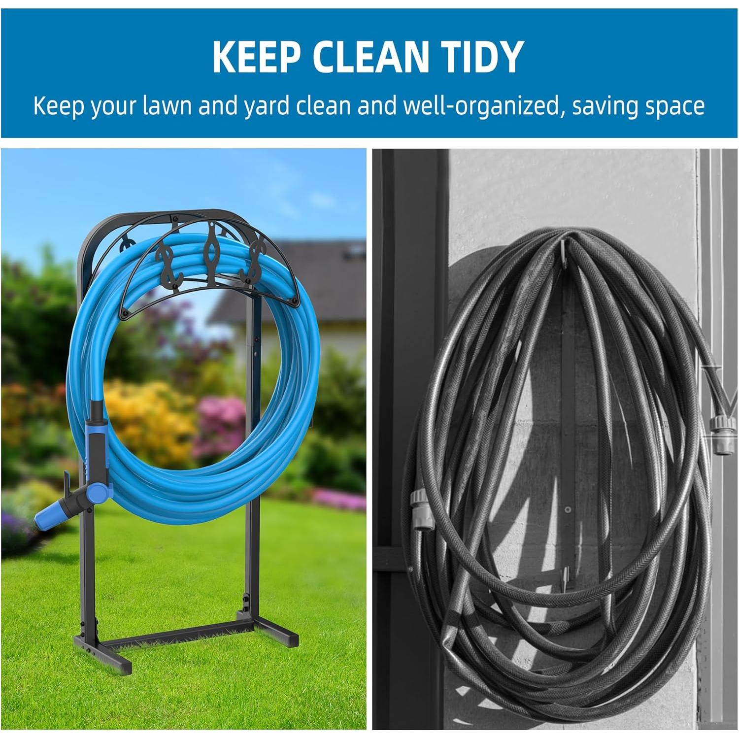 Soporte para Manguera de Jardín Kesito 150 pies Metal Negro