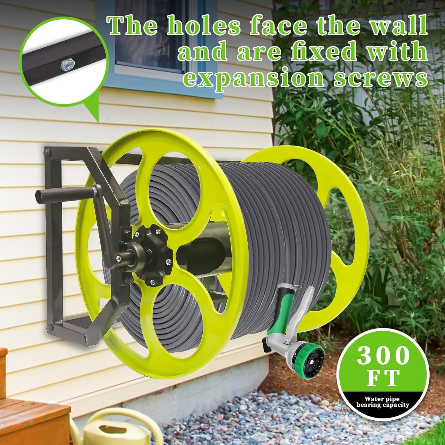 Carrete de Manguera de Jardín CXCESNS 300 Pies Montaje Pared