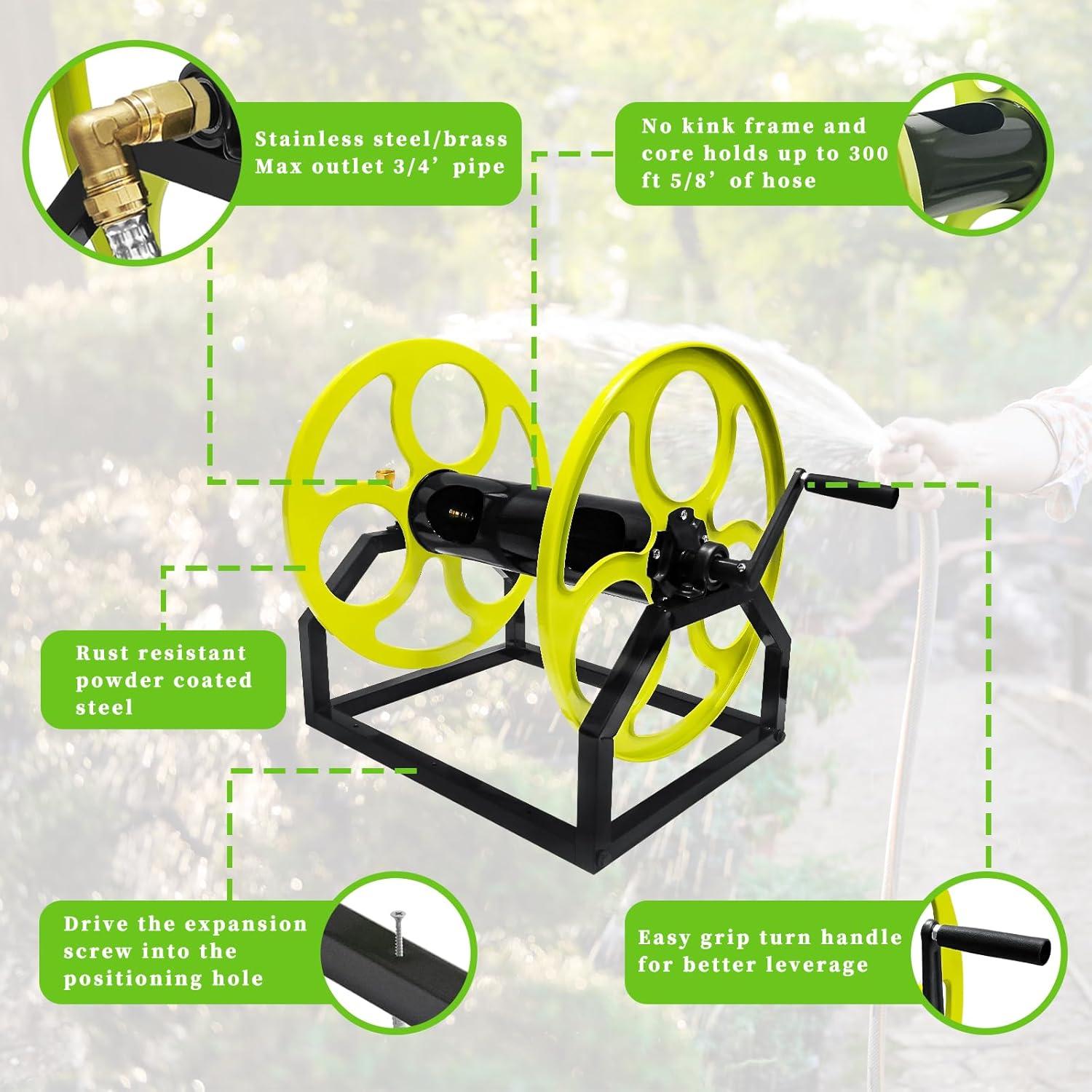 Carrete de Manguera de Jardín CXCESNS 300 Pies Montaje Pared