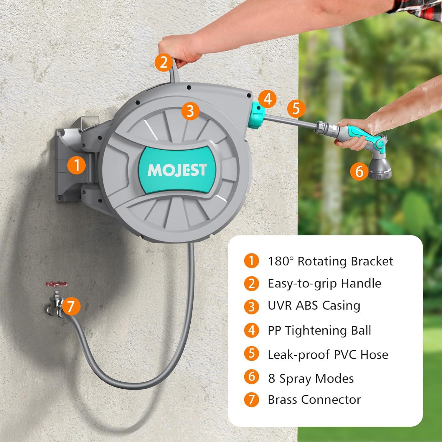 Carrete de Manguera de Jardín Mojest 30,48 m Gris Oscuro