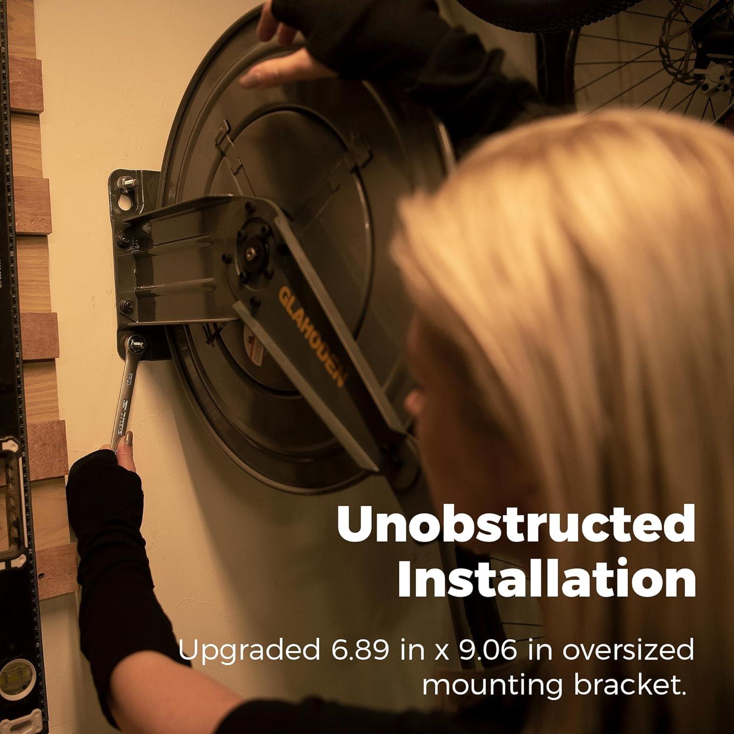 Carrete de Manguera de Aire GLAHODEN 50FT 1/2" Retráctil