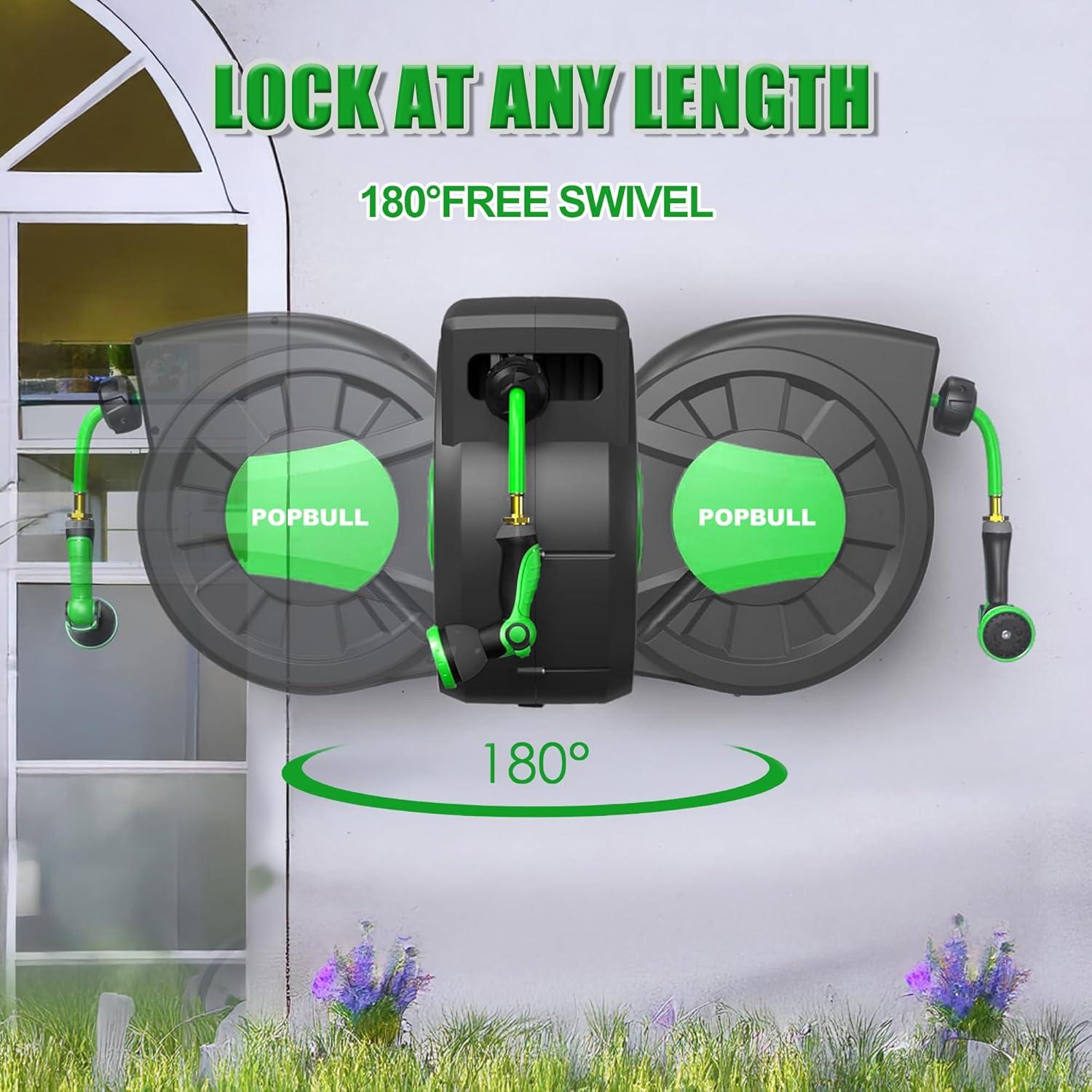 Carrete de Manguera de Jardín POPBULL 30,48 m Montaje Pared