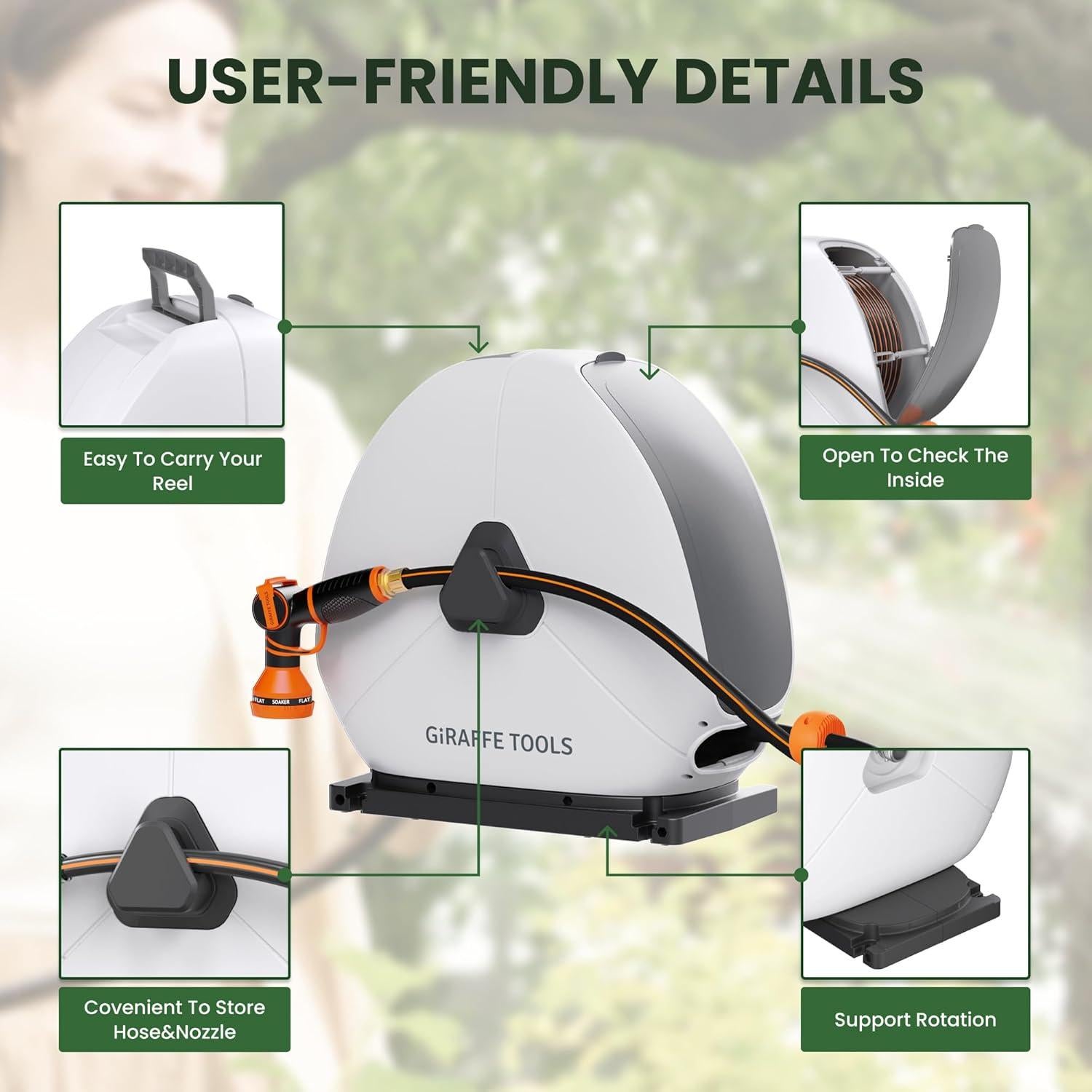 Carrete de Manguera Retráctil Giraffe Tools 1/2" x 39.62m