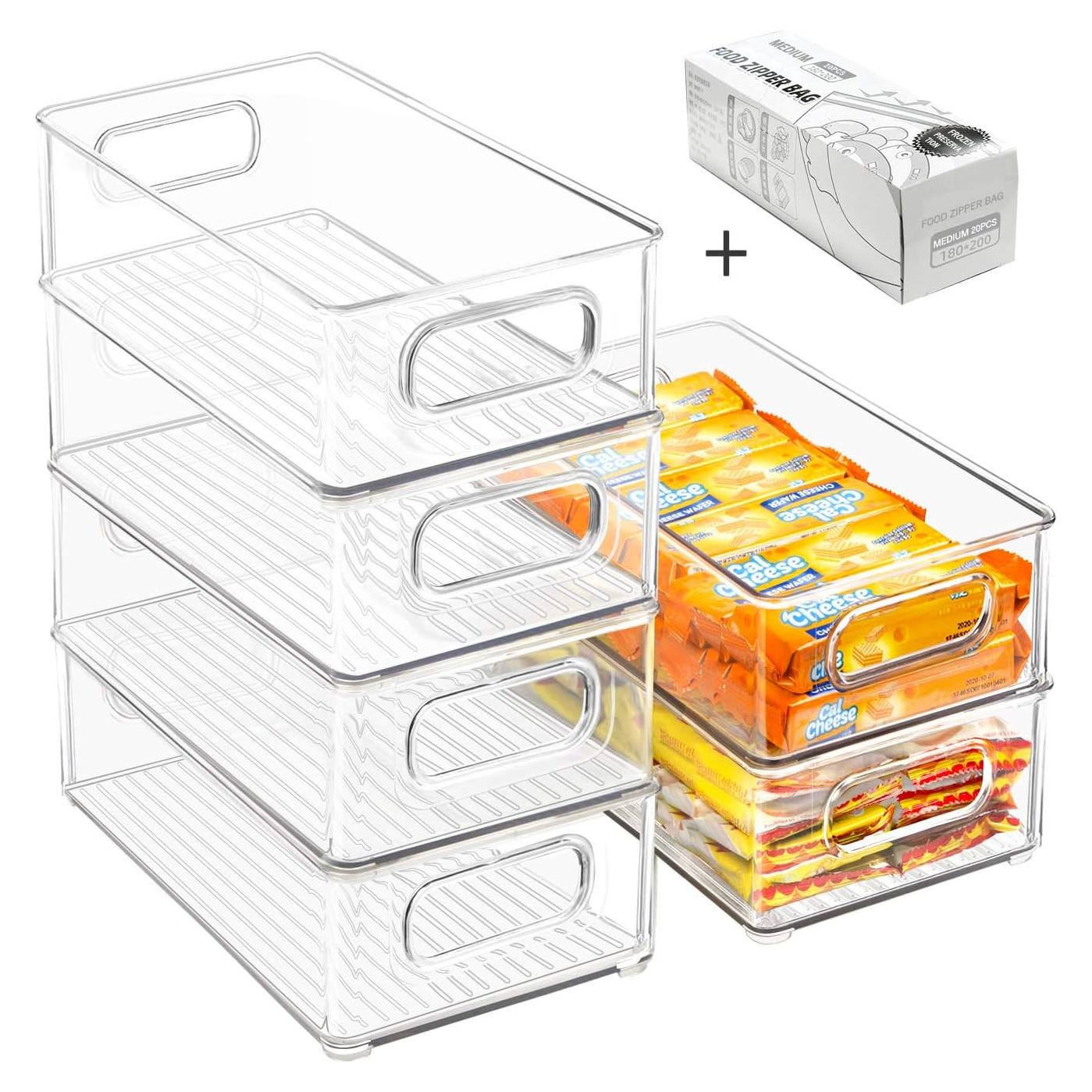 Contenedores Organizadores Apilables para Refrigerador - 6 Piezas