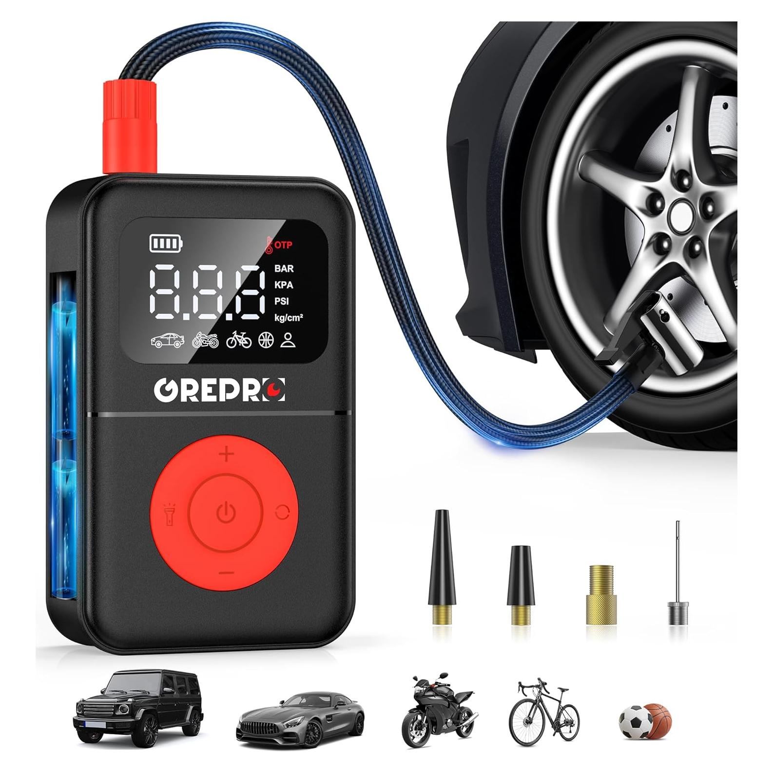 Compresor de Aire Portátil GREPRO GP1533 160 PSI con Luz LED