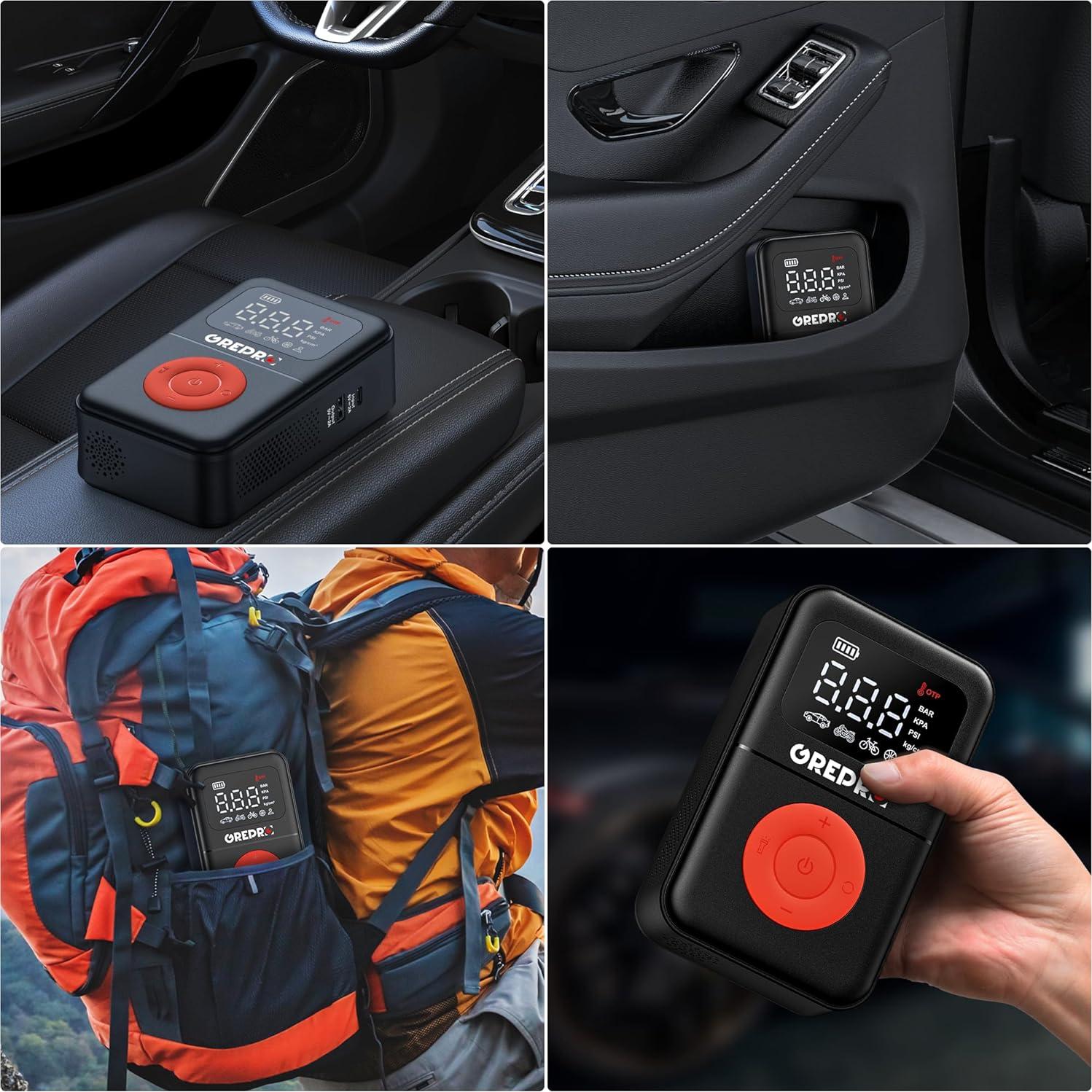 Compresor de Aire Portátil GREPRO GP1533 160 PSI con Luz LED