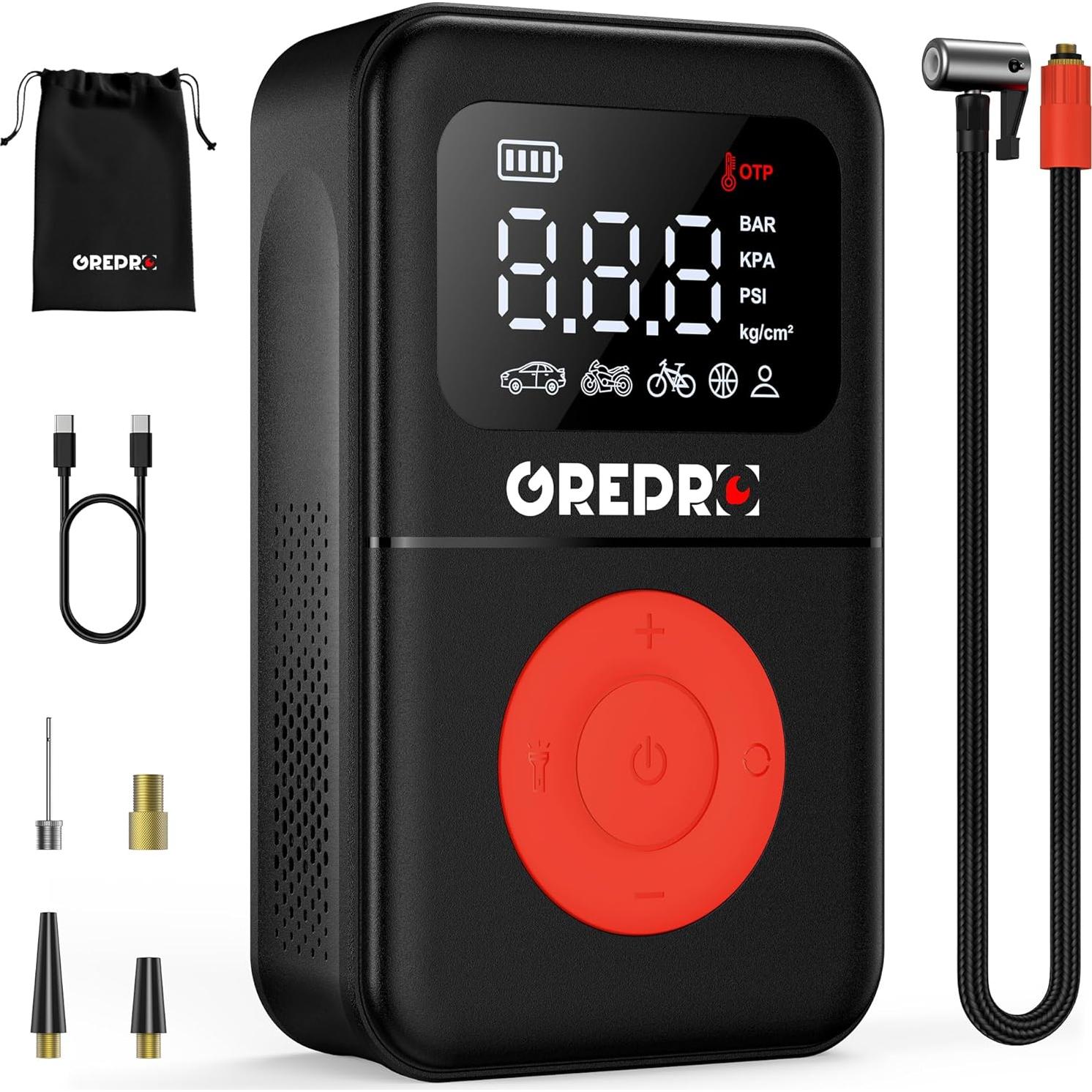 Compresor de Aire Portátil GREPRO GP1533 160 PSI con Luz LED