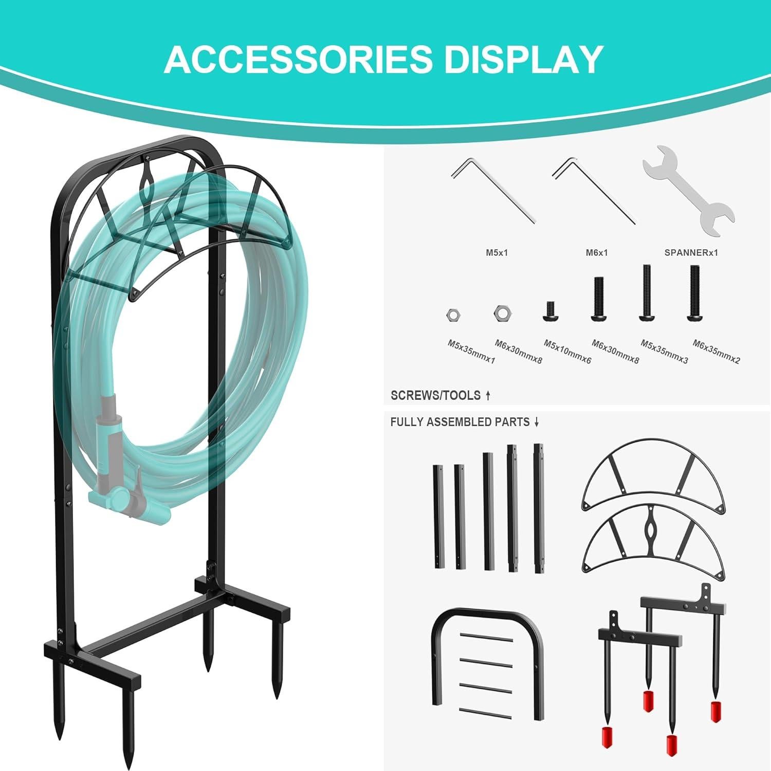 Soporte para Manguera Meykwod 150 pies Metal Negro