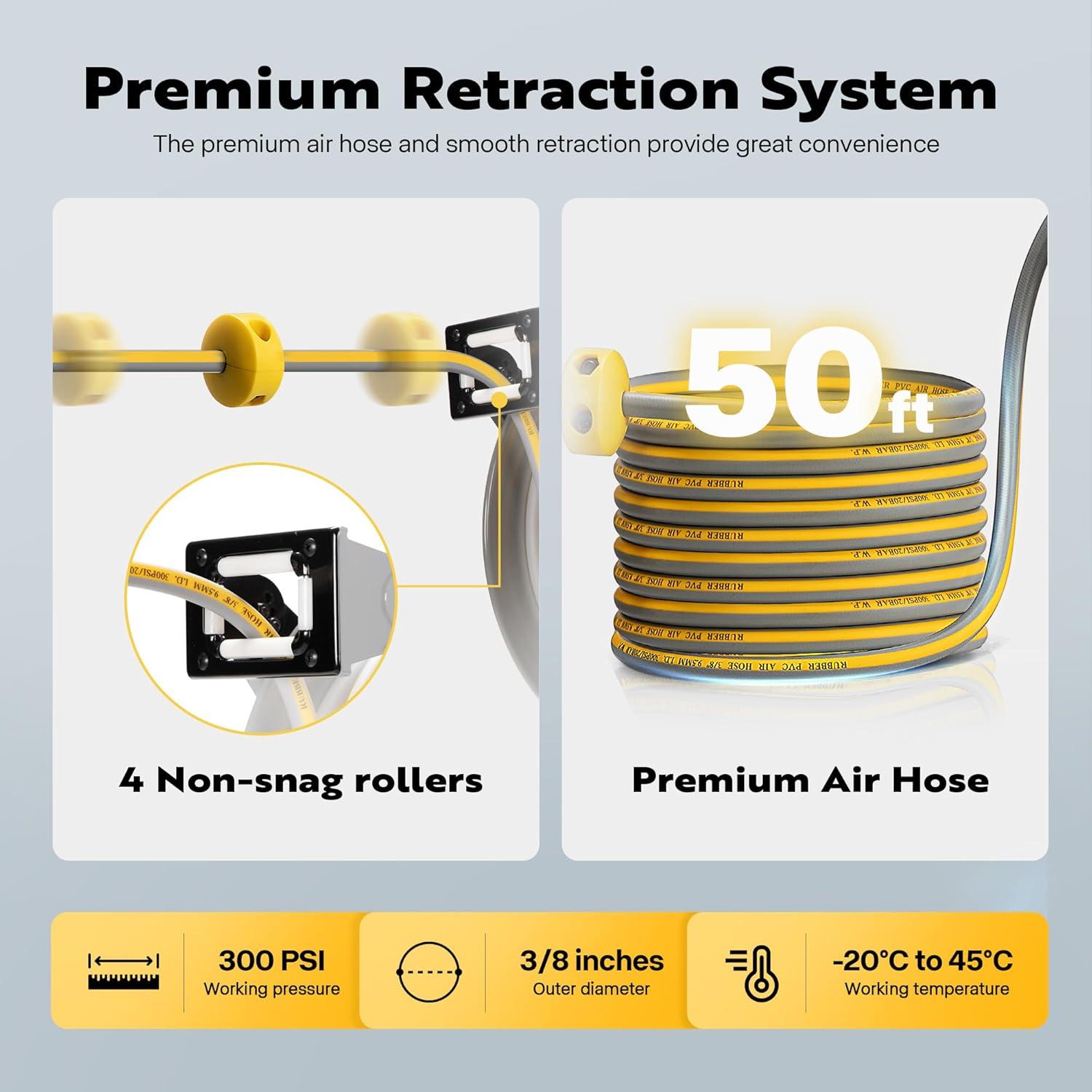 Carrete de Manguera de Aire VIVOHOME 15,24 m Doble Brazo