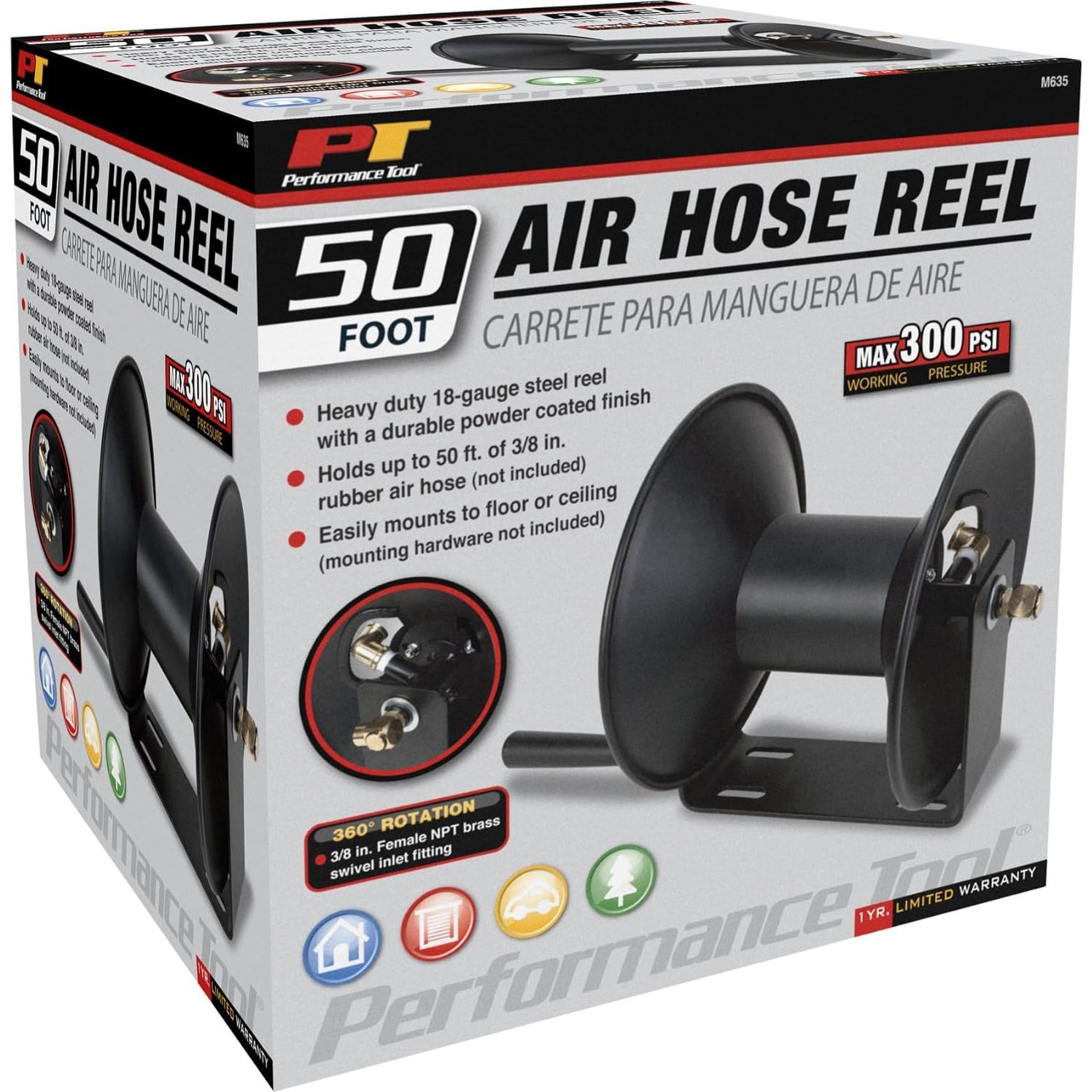 Carrete de Manguera de Aire Performance Tool M635 15,24 m