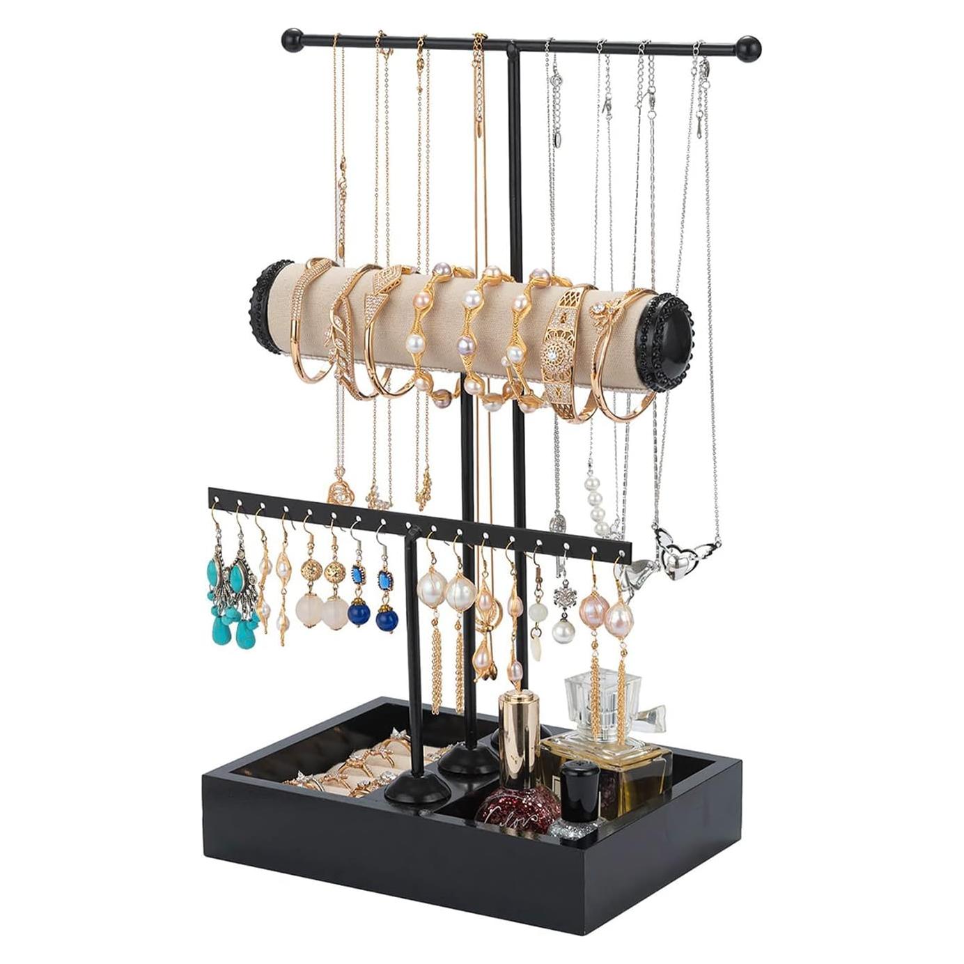Soporte Organizador de Joyería Pemilosci Negro 3 Niveles