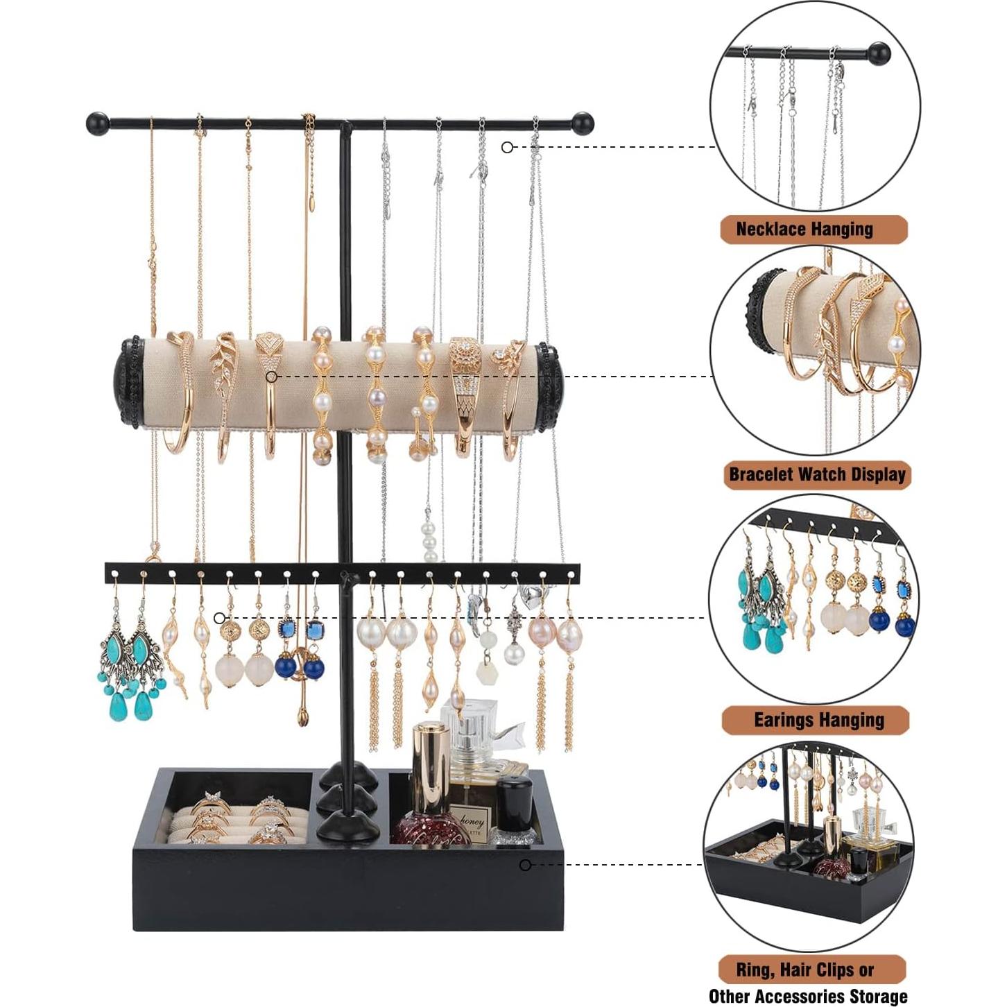 Soporte Organizador de Joyería Pemilosci Negro 3 Niveles