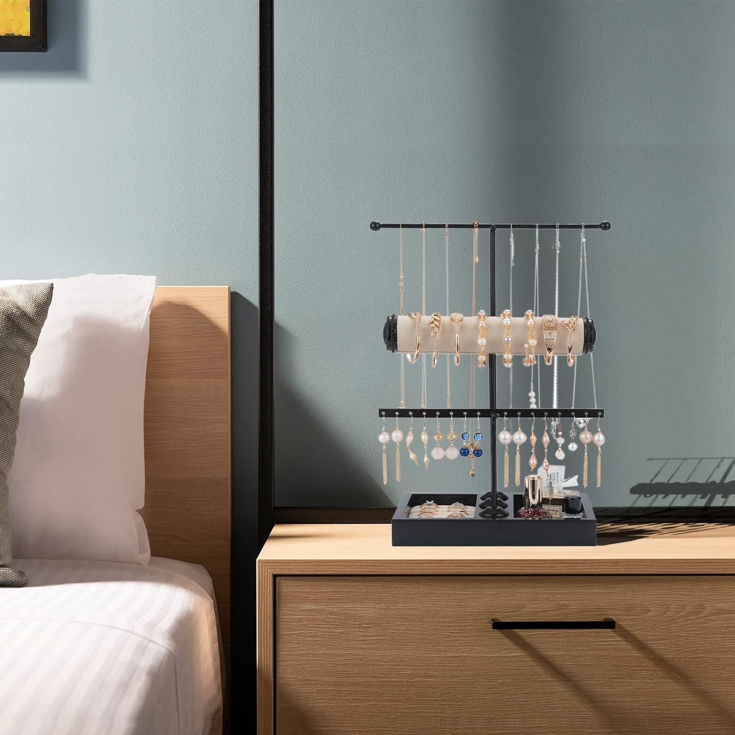 Soporte Organizador de Joyería Pemilosci Negro 3 Niveles