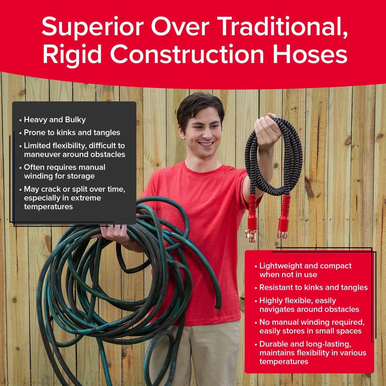 Pocket Hose Copper Head w/New Pocket Pivot Expandable Garden Hose 25 FT, AS SEEN ON TV, Swivels 360°, Advanced Tri-Tex Tubing & Force Field Jacket, 3X Stronger, Lead-Free, No-Kink, Anti-Burst w/APT