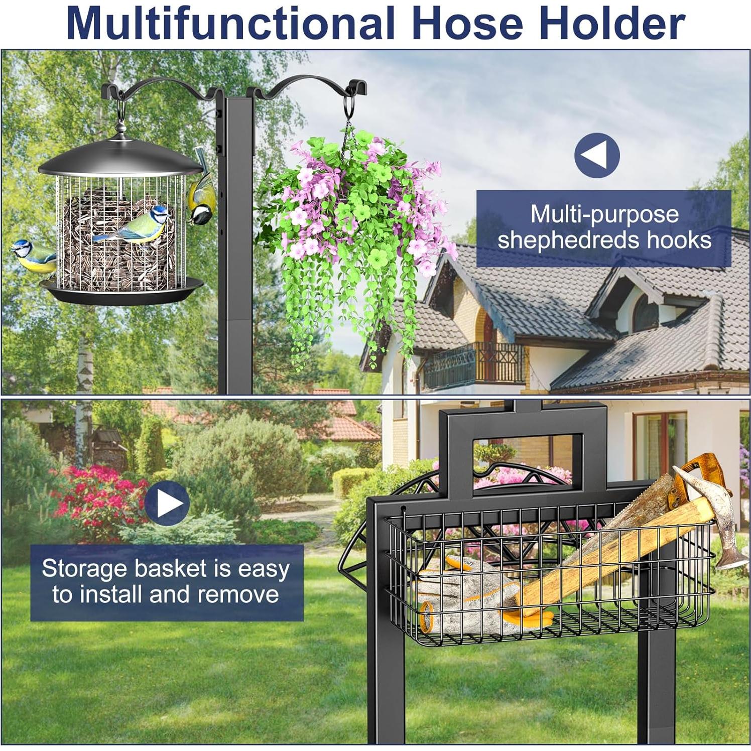 Soporte para Manguera de Jardín Nathomaim 203 cm con Canasta
