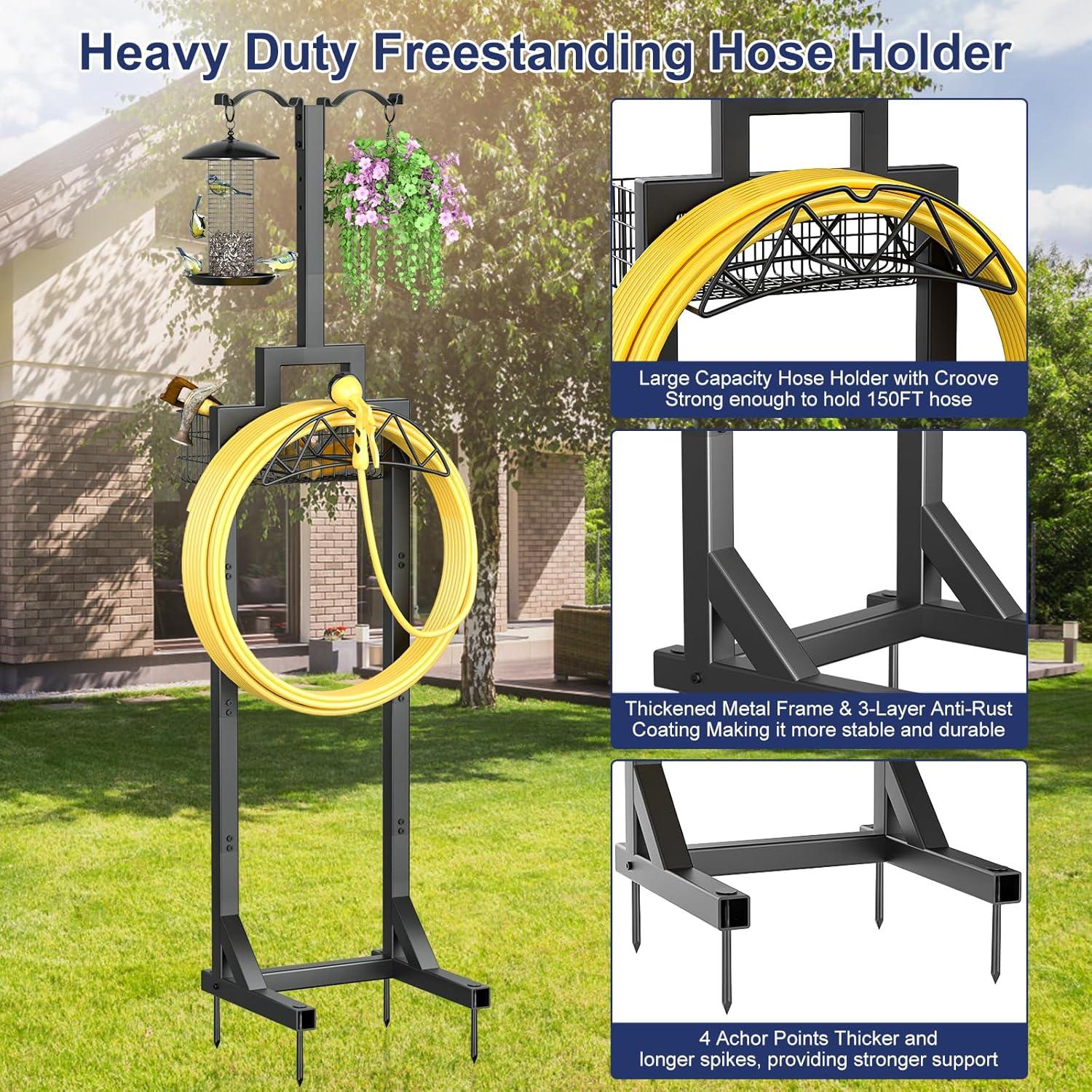 Soporte para Manguera de Jardín Nathomaim 203 cm con Canasta