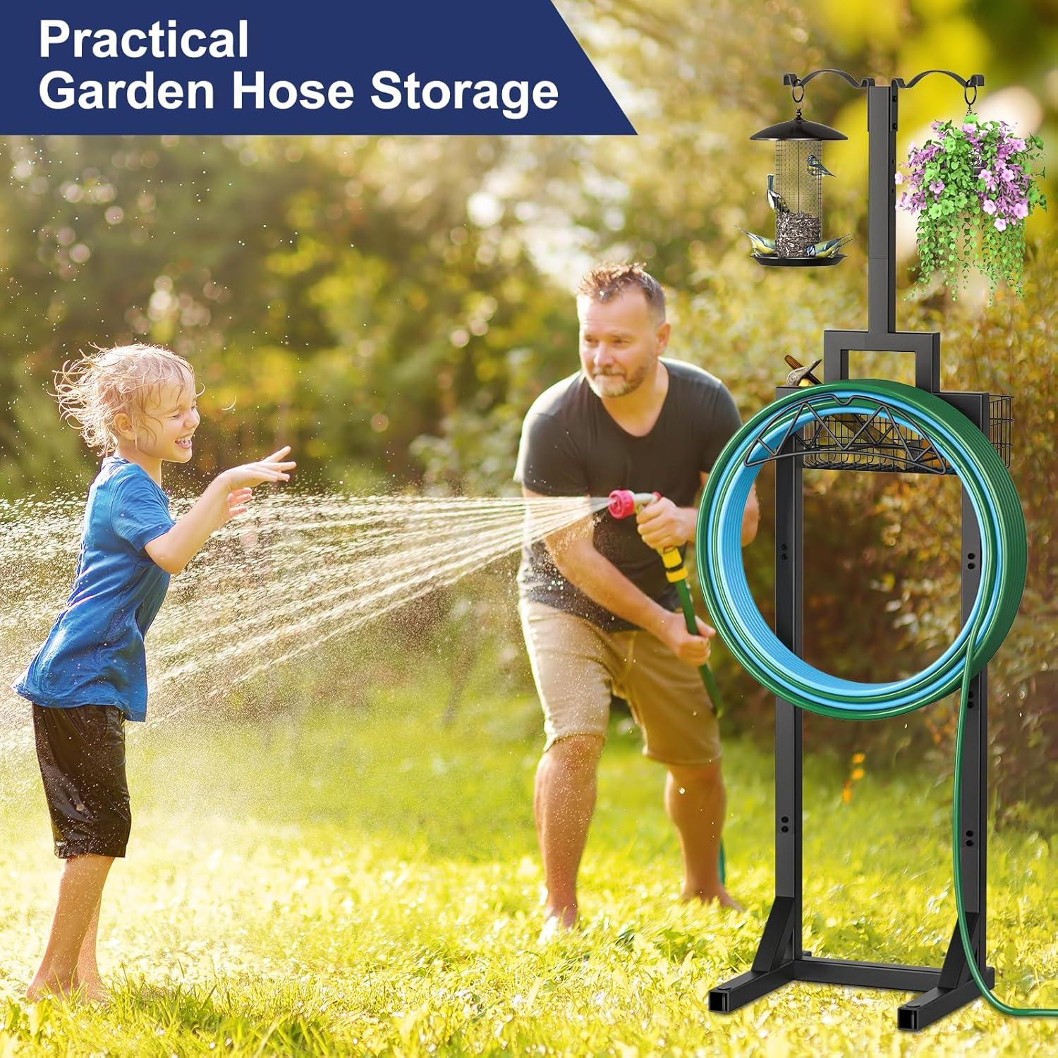 Soporte para Manguera de Jardín Nathomaim 203 cm con Canasta