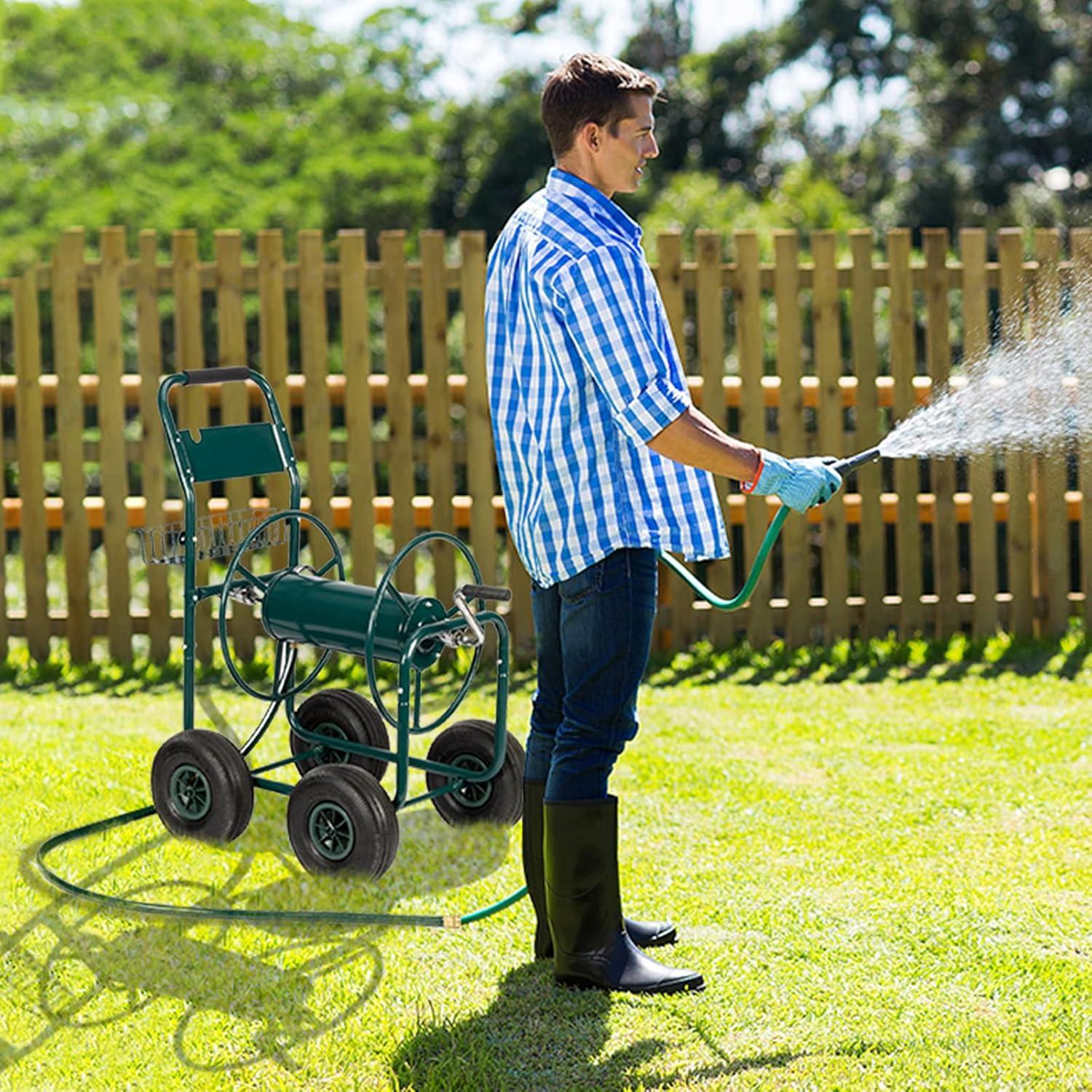 Carro de Manguera VINGLI Portátil Verde 99.1 cm Acero