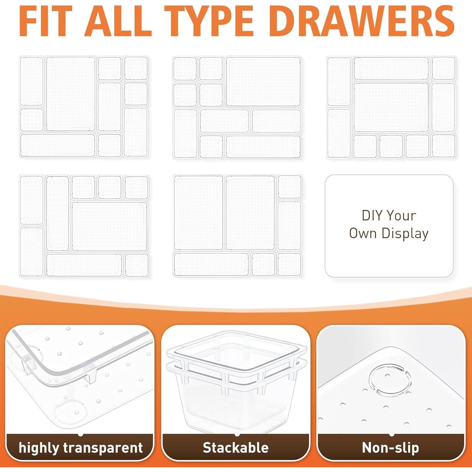 Juego de Organizadores de Cajones SpaceTrove 45 Piezas