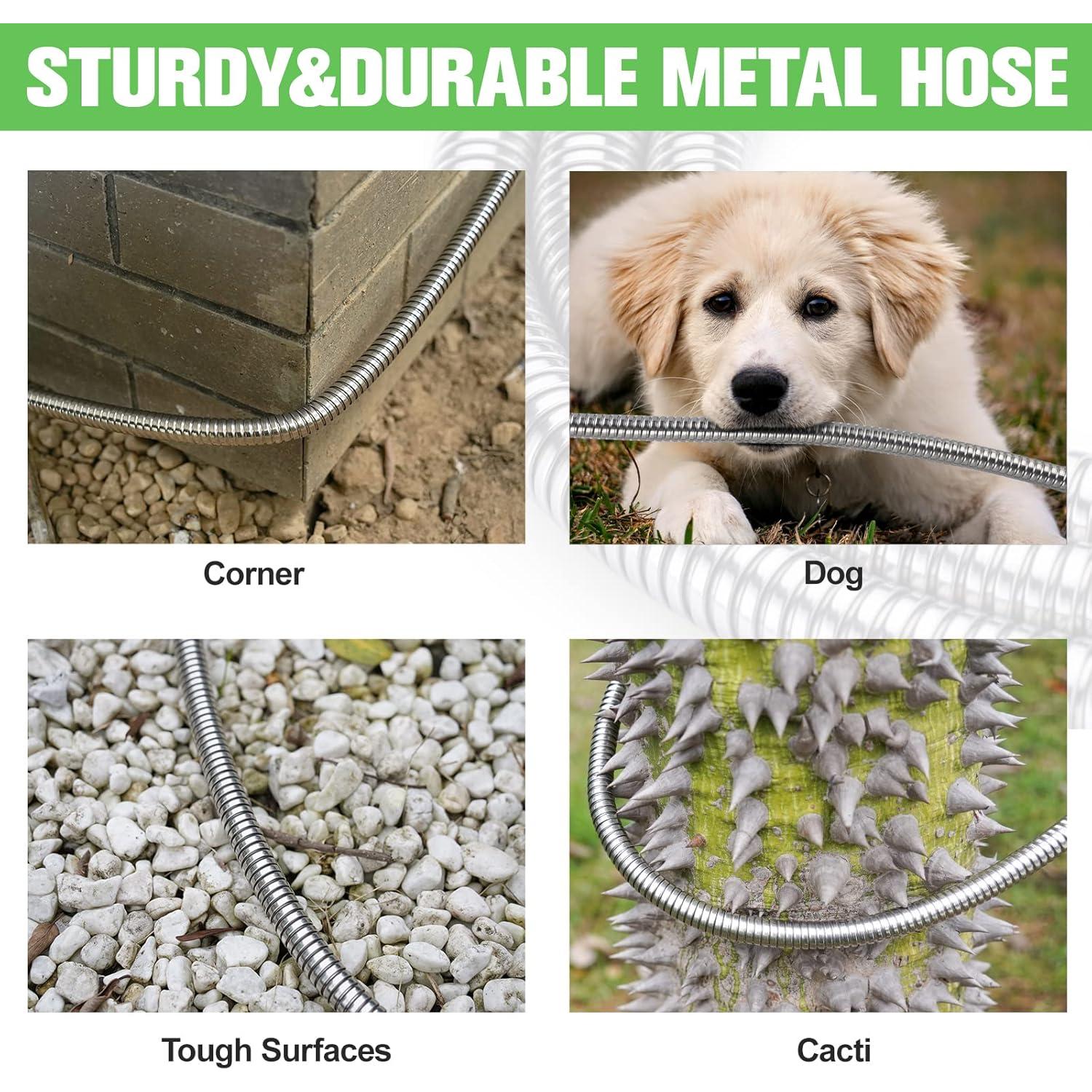 Manguera de Jardín de Acero Inoxidable 30,48 m con Boquillas