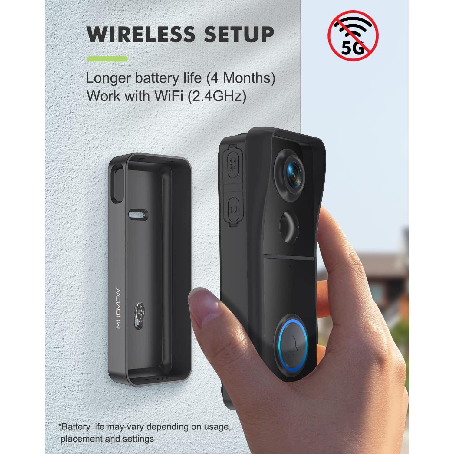 Cámara Timbre Inalámbrica MUBVIEW 1080P con Sensor PIR