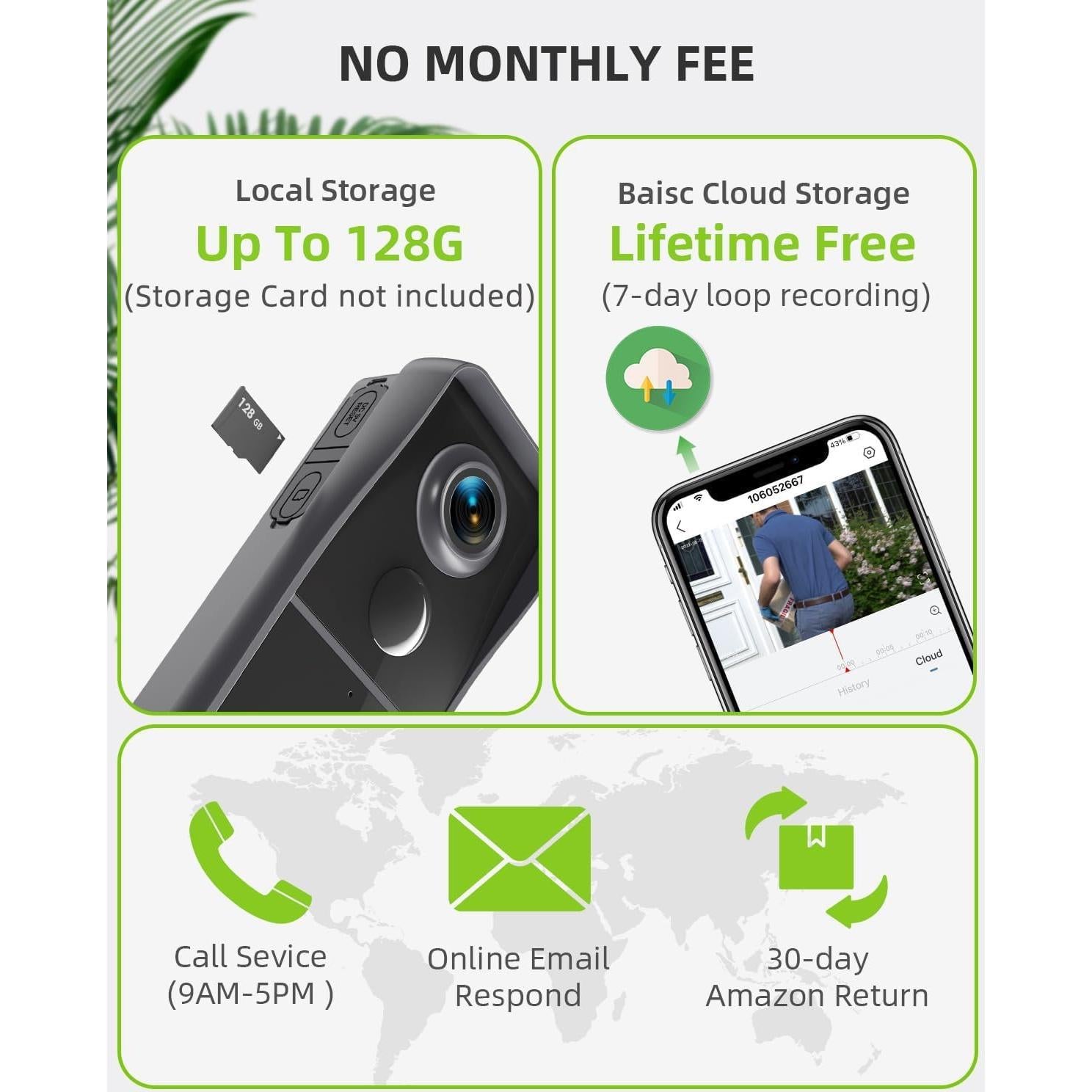 Cámara Timbre Inalámbrica MUBVIEW 1080P con Sensor PIR