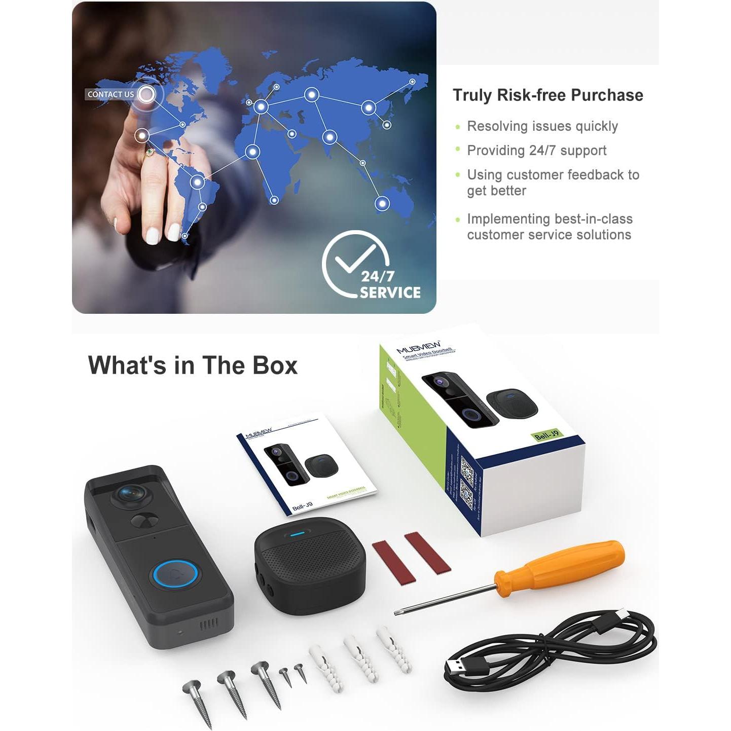 Cámara Timbre Inalámbrica MUBVIEW 1080P con Sensor PIR