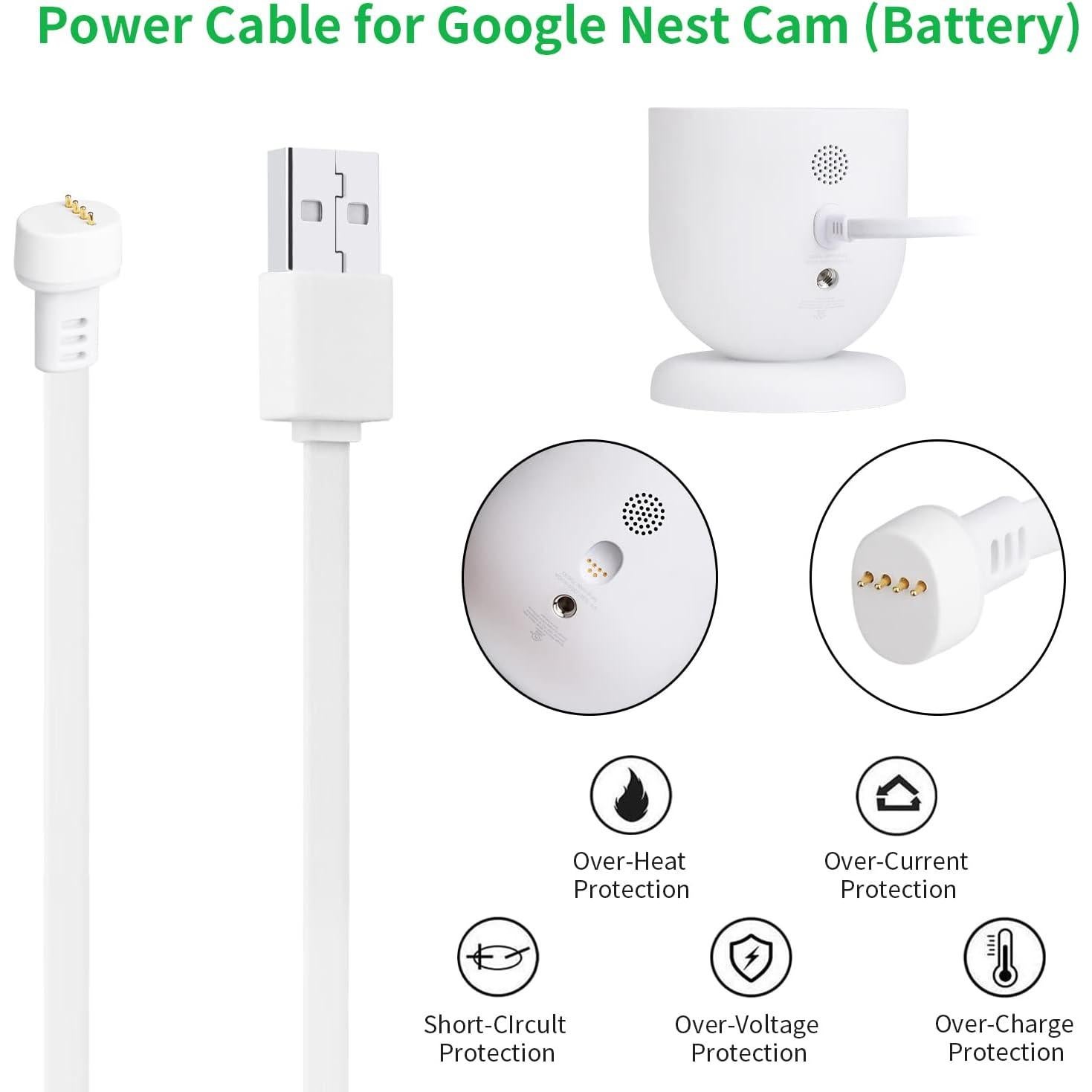 Adaptador de Corriente Wochel para Google Nest Cam - 2m Cable