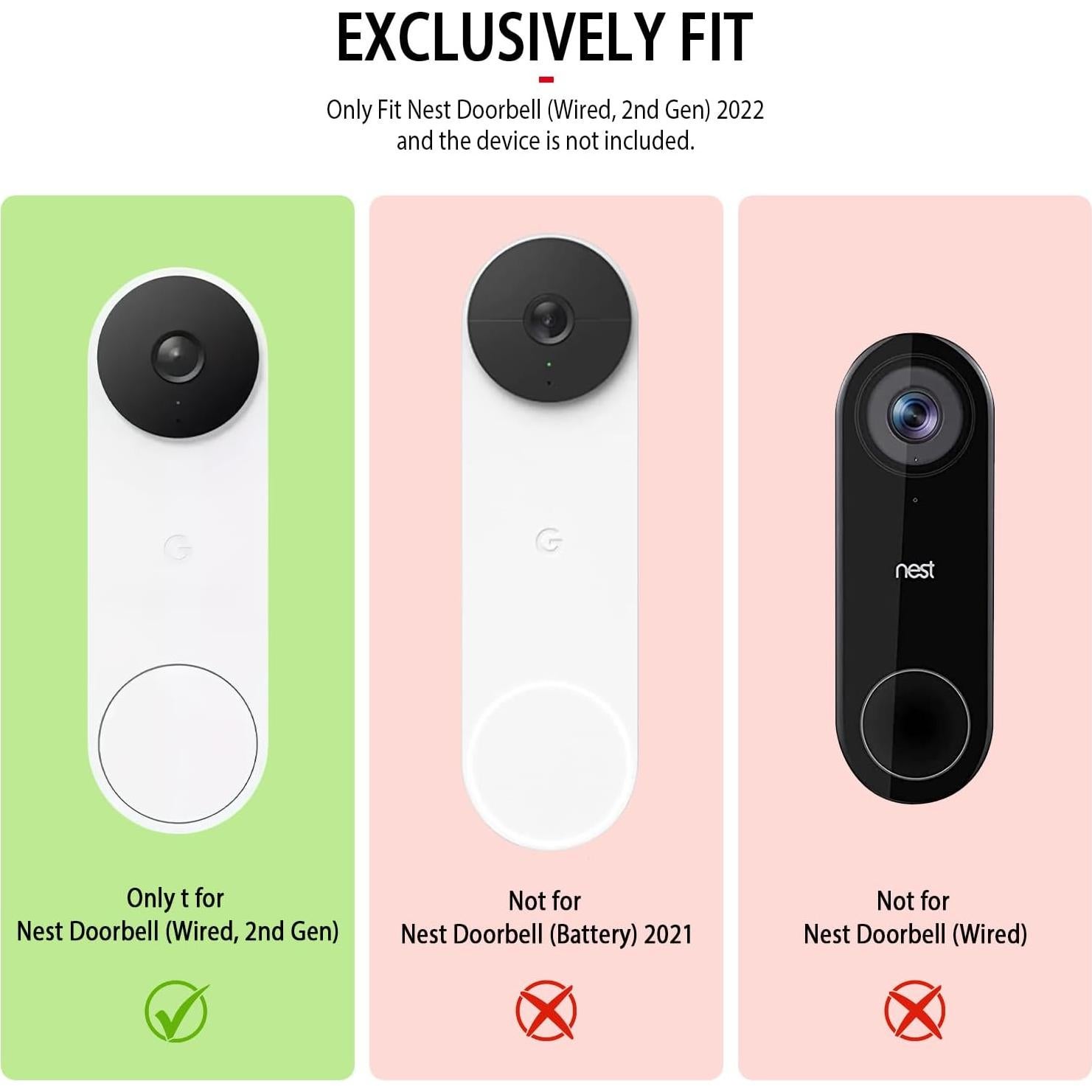 Funda de silicona para timbre Google Nest Hello 2ª gen blanca