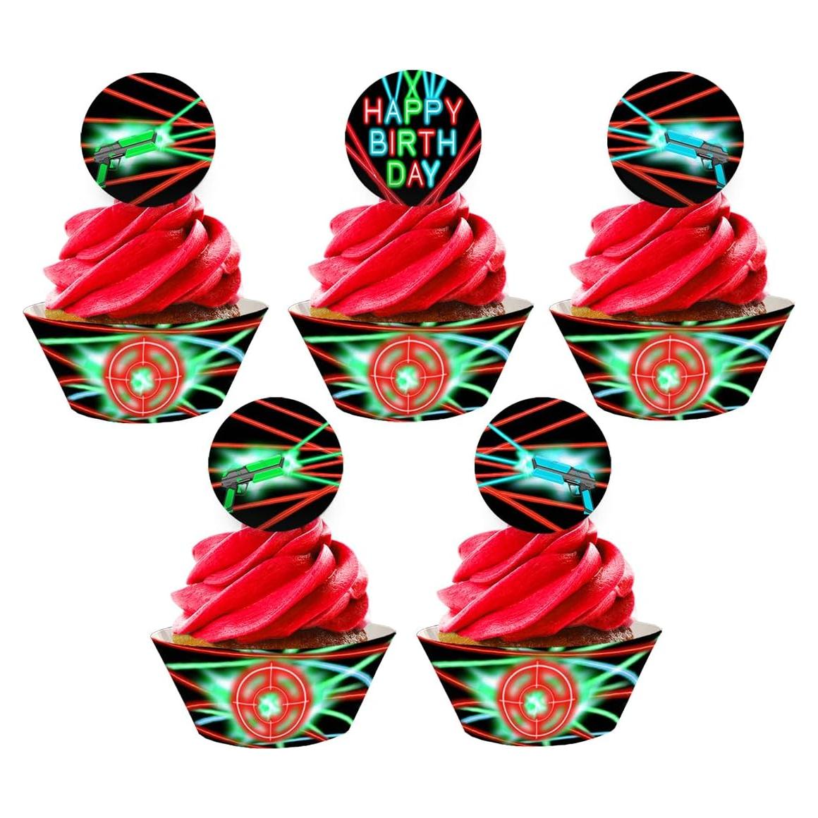 Decoraciones para Cupcakes Laser Tag - 48 Piezas - POP parties Ink