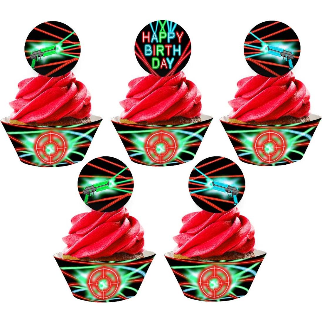 Decoraciones para Cupcakes Laser Tag - 48 Piezas - POP parties Ink