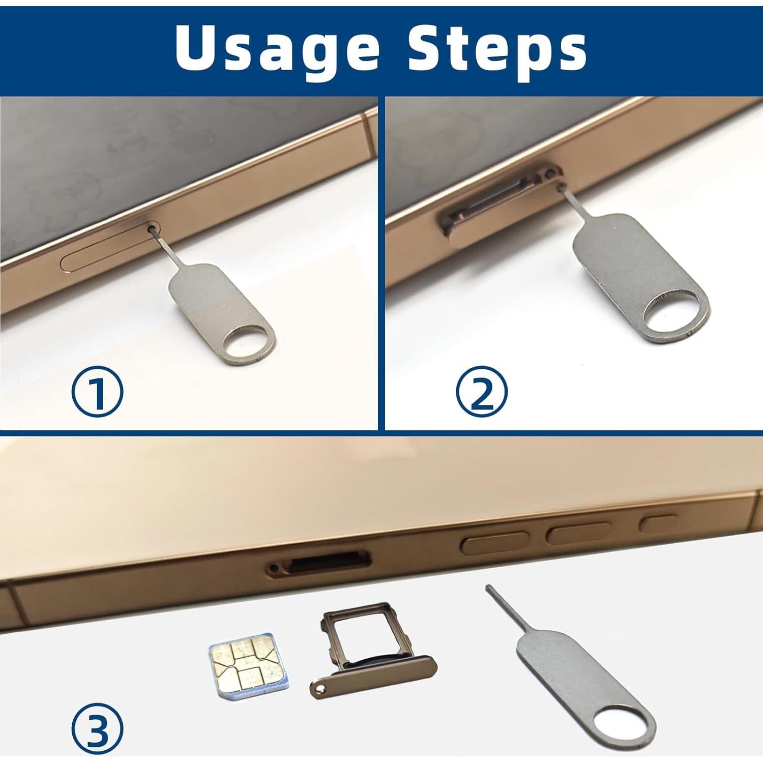 Kit 2 Agujas Extracción SIM + Anillo Alro - Acero Inoxidable