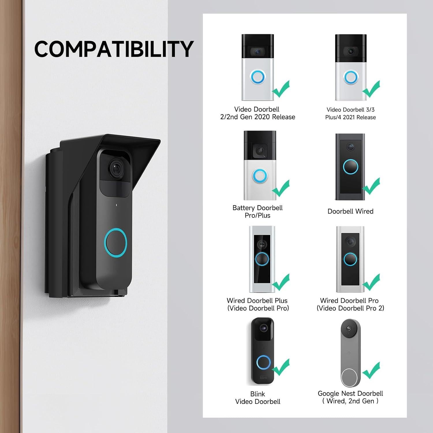 Soporte Ajustable para Timbre Blink y Nest - Negro