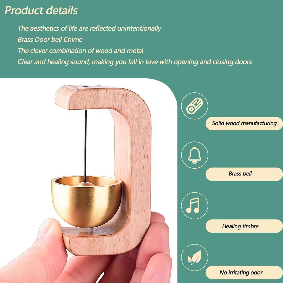 Timbre Magnético de Latón 2 Piezas para Puerta - Madera