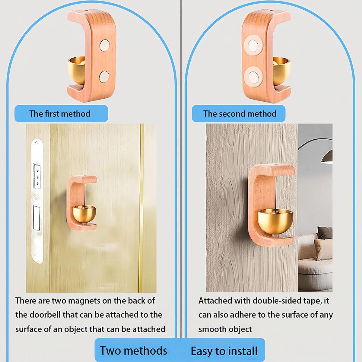 Timbre Magnético de Latón 2 Piezas para Puerta - Madera