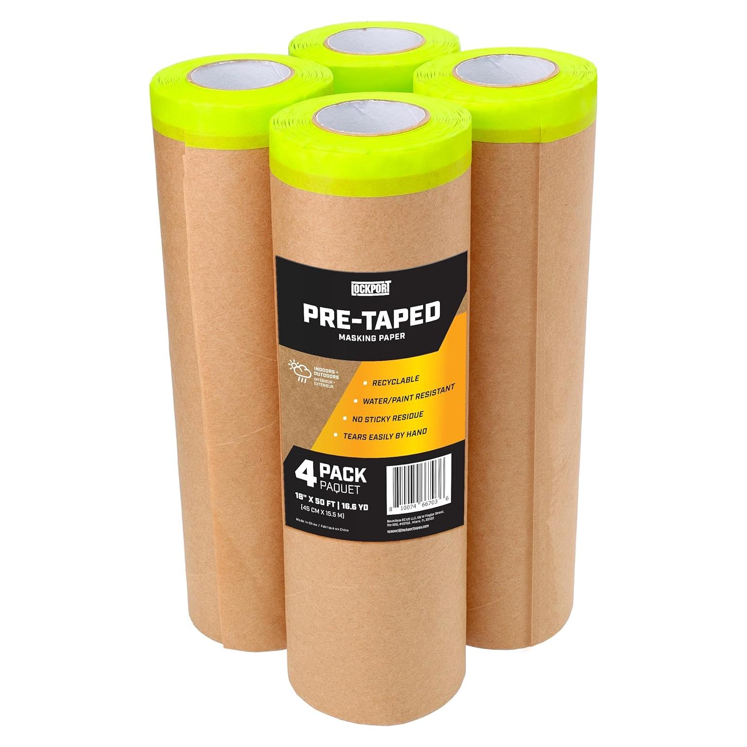 Cinta de Pintura Pre-Cinta Lockport 45,72 cm x 15,24 m - 4 Paquetes