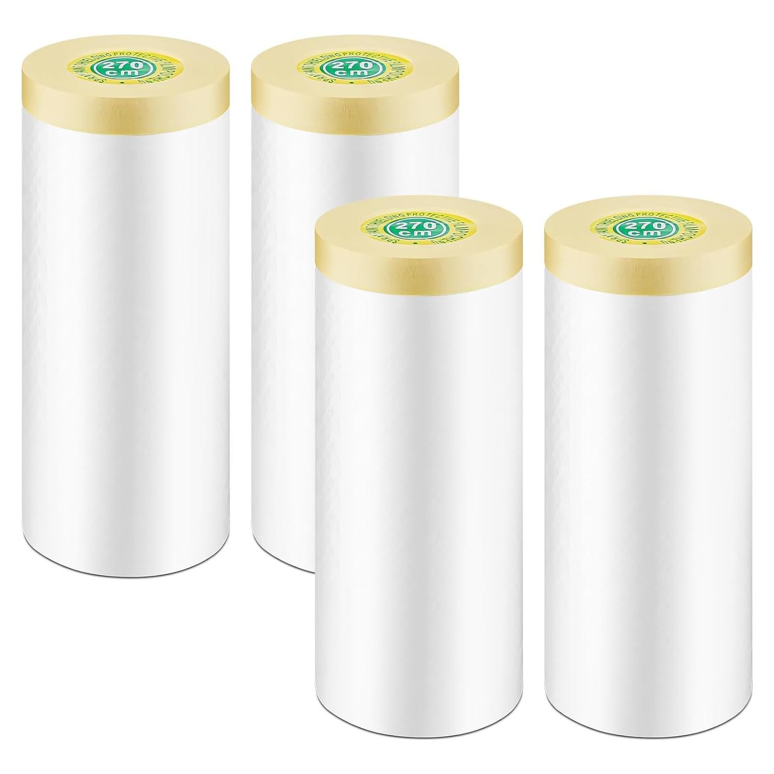 4 Rollos de Plástico para Pintores Gyfent 2.7m x 27m Adhesivo