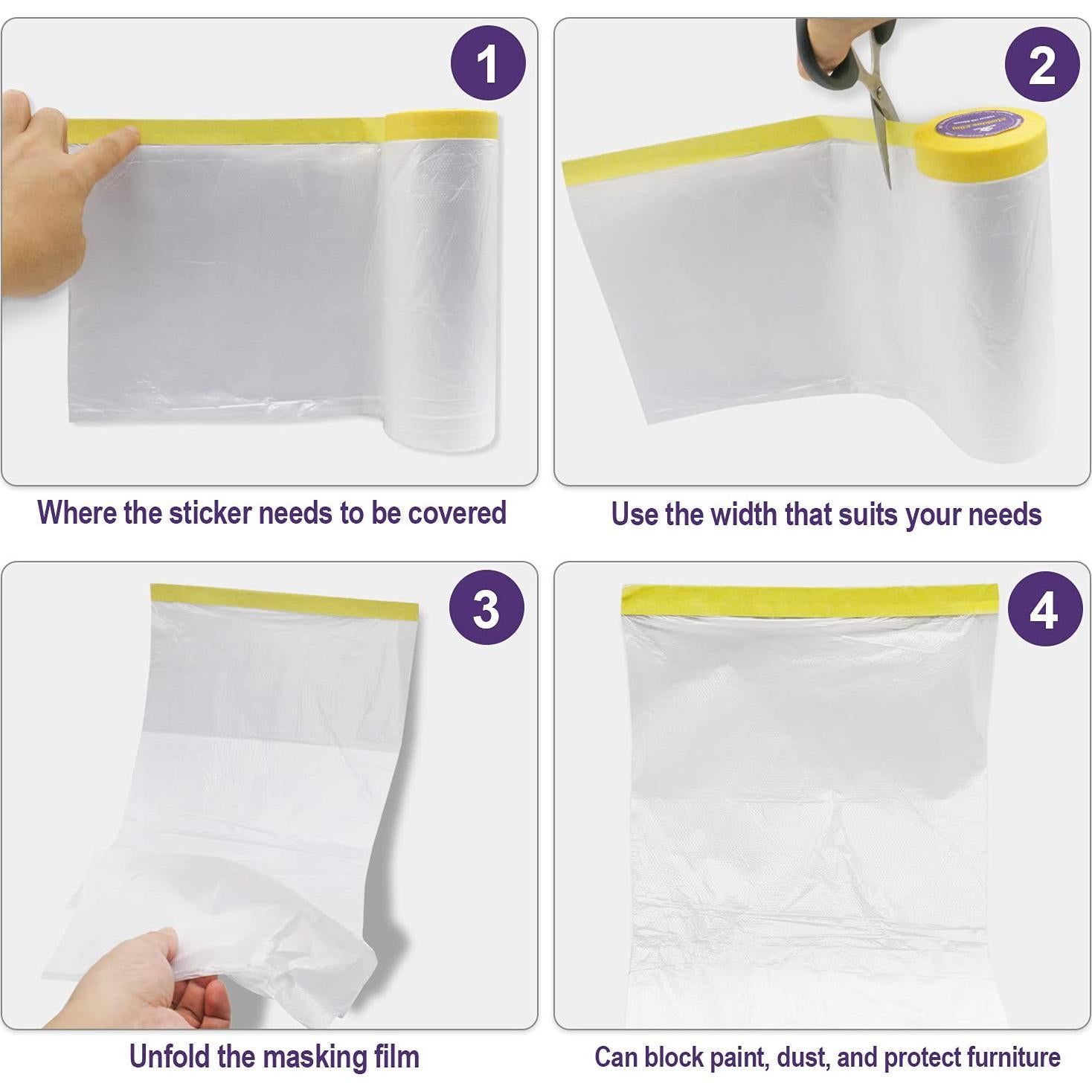 BOMEI Pack 6 Rollos Película de Enmascarar 20m para Pintura