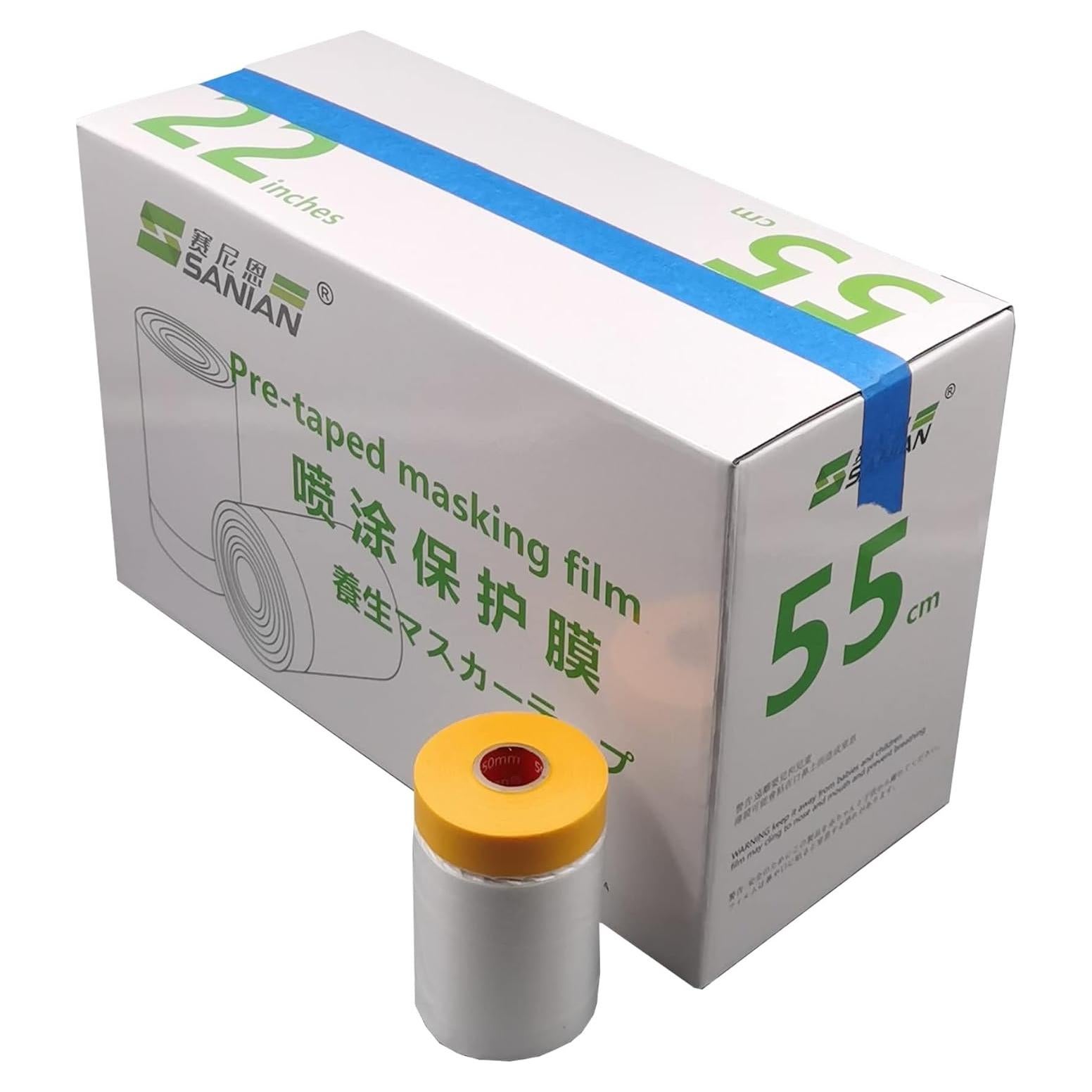 Cinta y película enmascarar Sanian 22" x 82 pies 20 rollos